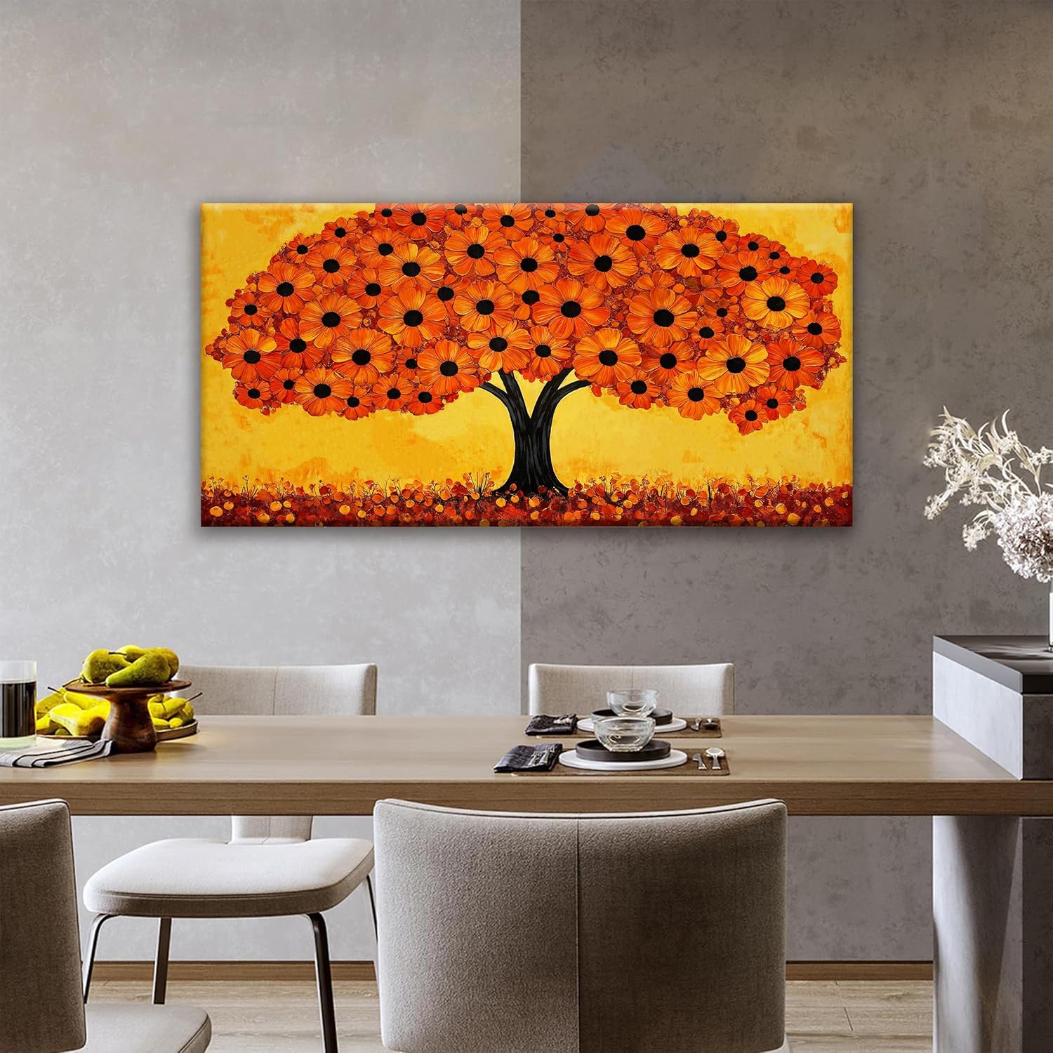 TAIJXAGSG Canvas Art Wall Decor Print Paintings Orange Tree Of Life Wall Art Prints Ready To Hang Picture For Bedroom Bathroom Office Kitchen Home Aesthetic Wall Decor Artwork 20" × 40"