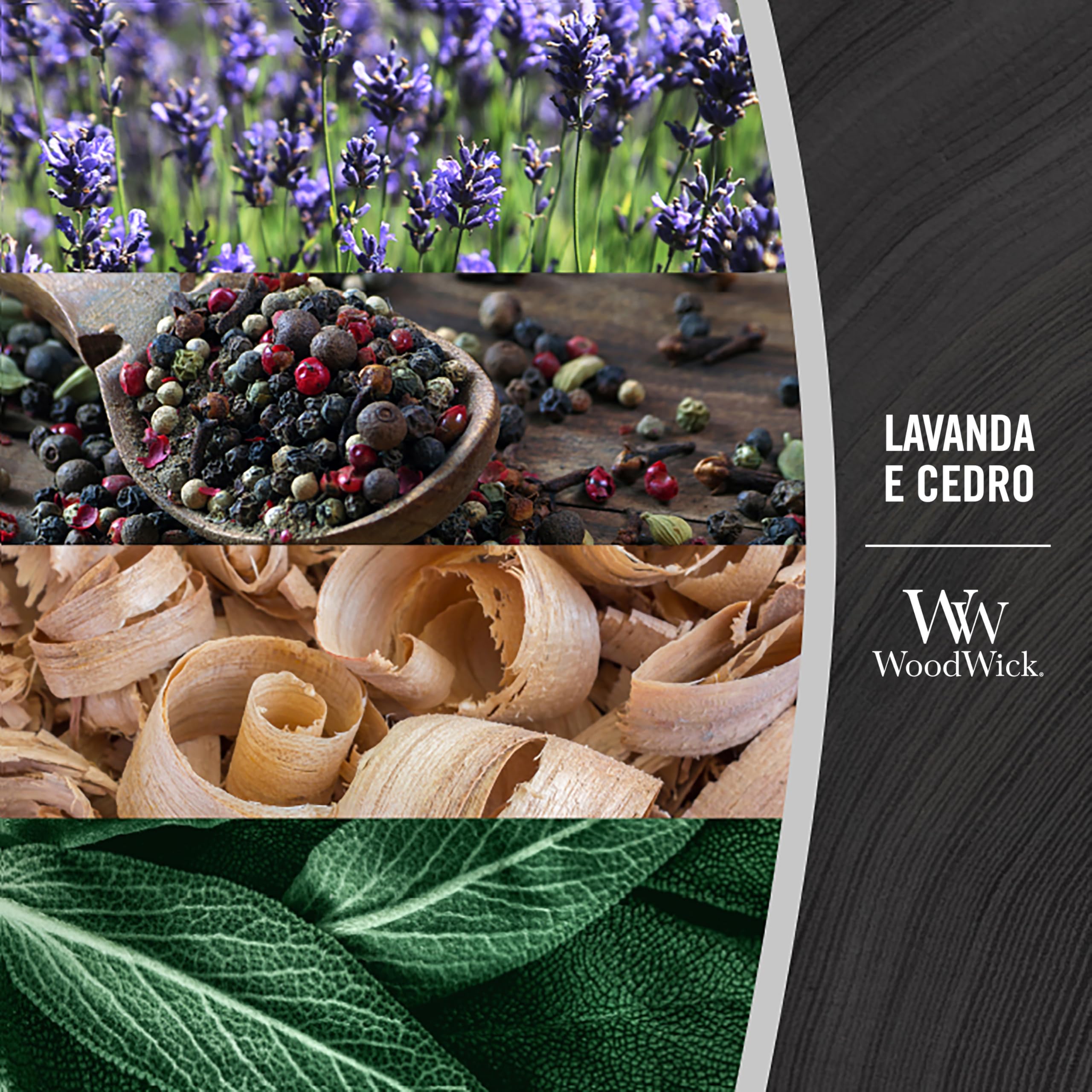 WoodWick Candela profumata Hourglass mini con stoppino crepitante | Lavanda e cedro | Durata della fragranza: fino a 20 ore