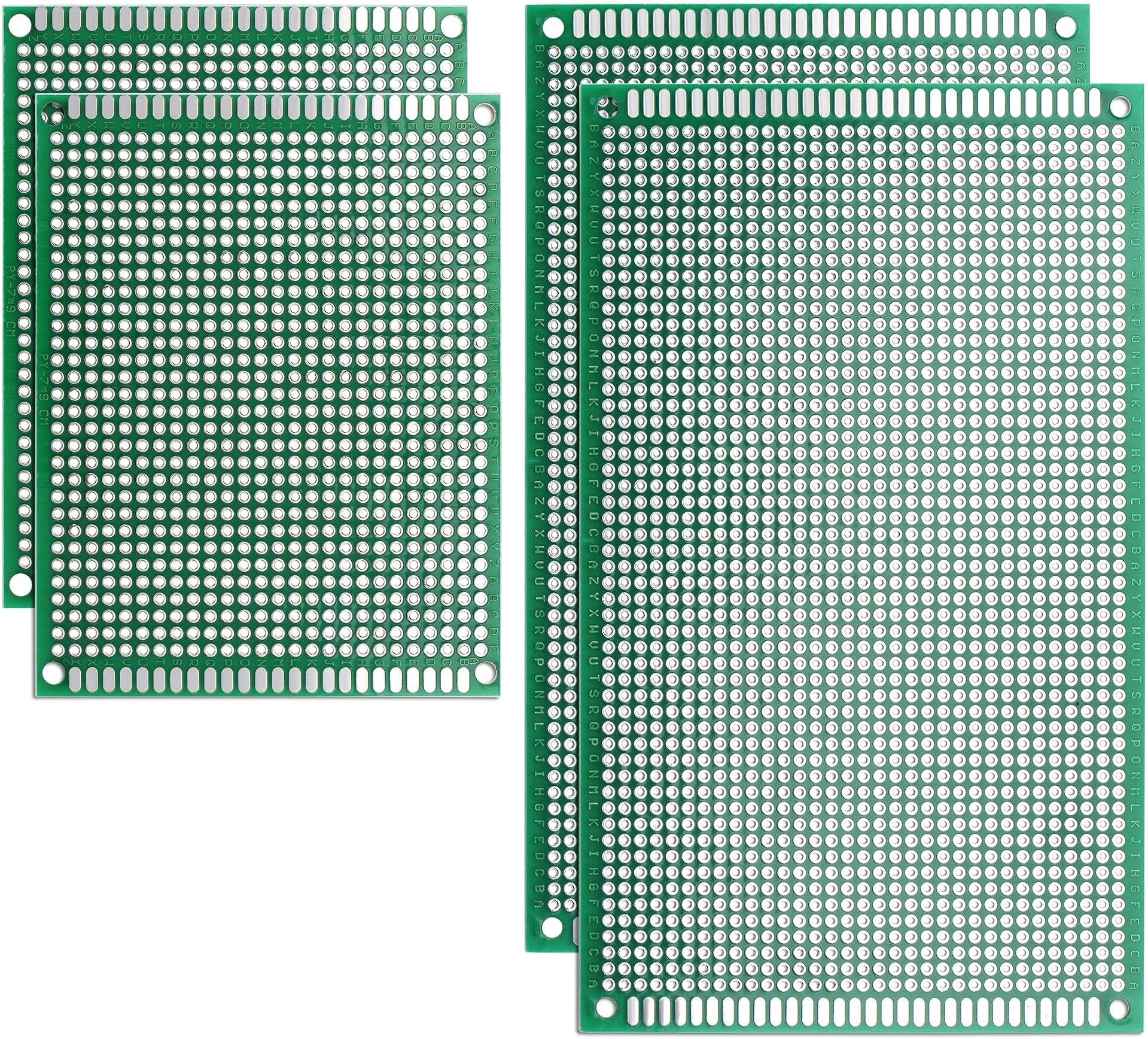 sourcing map Double-Sided PCB Board Printed Circuit Boards Kit (2 Sizes - 7x9 9x15) Prototyping Board for DIY Soldering Electronic Projects Practice Test Circuit 4pcs