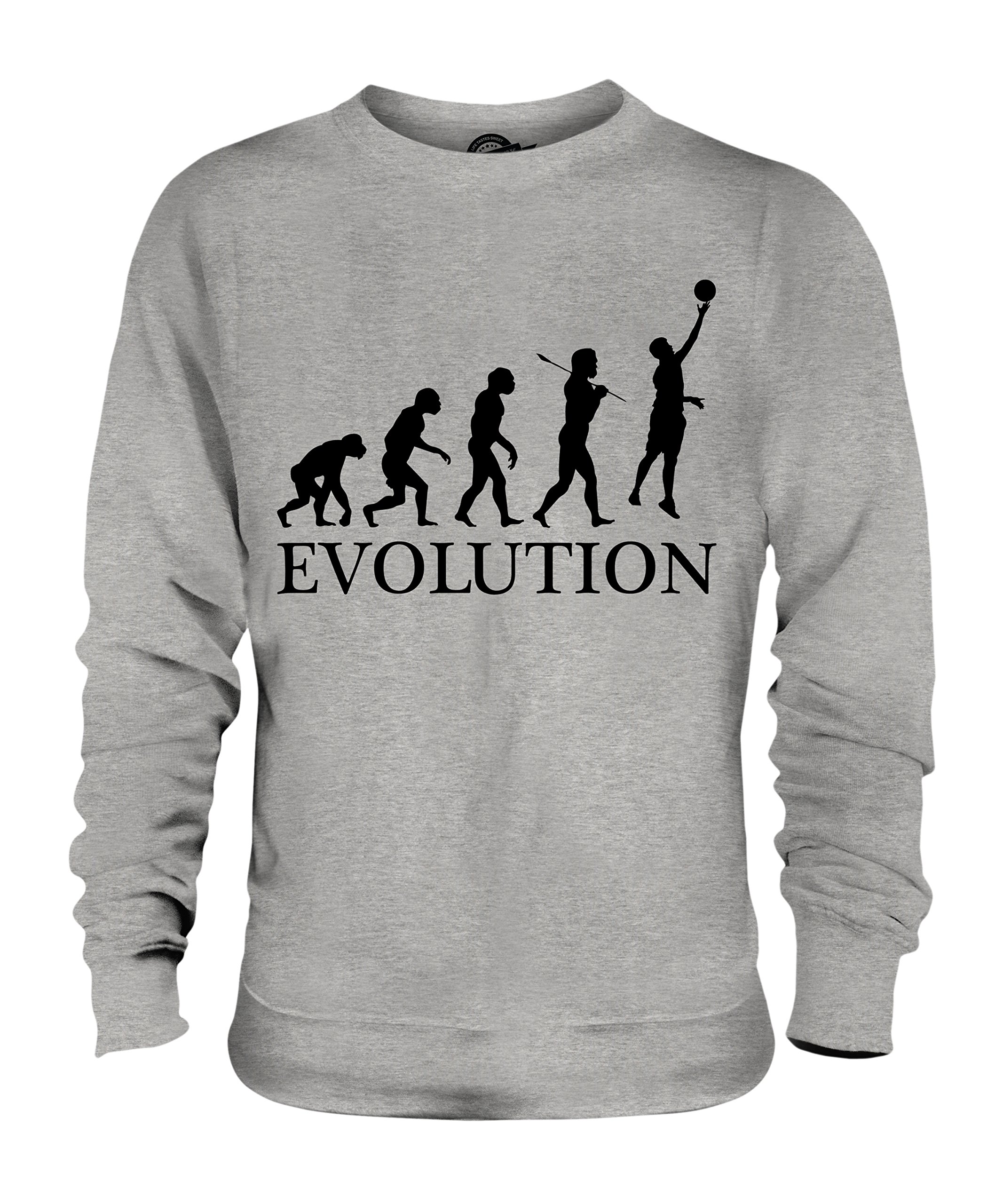 Candymix - Netball Evolution of Man - Bluza unisex Męski damski sweter sweter top, Szary melanżowy, 3XL