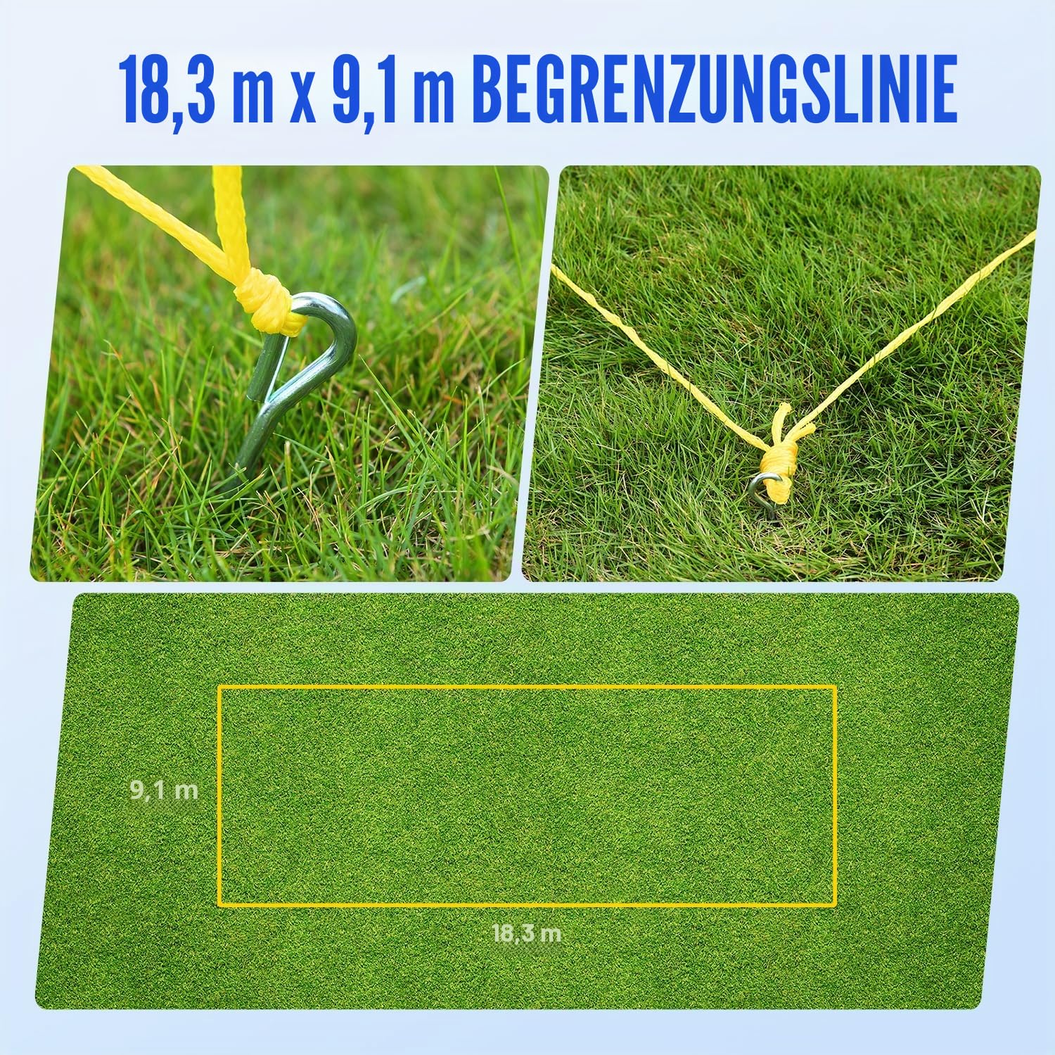 Volleyball Netz Set 9,5m x 1m mit Höhenverstellbar Stahlstangen, PU Ball, Pumpe, Grenzlinie, Tragetasche für Strand Indoor Outdoor