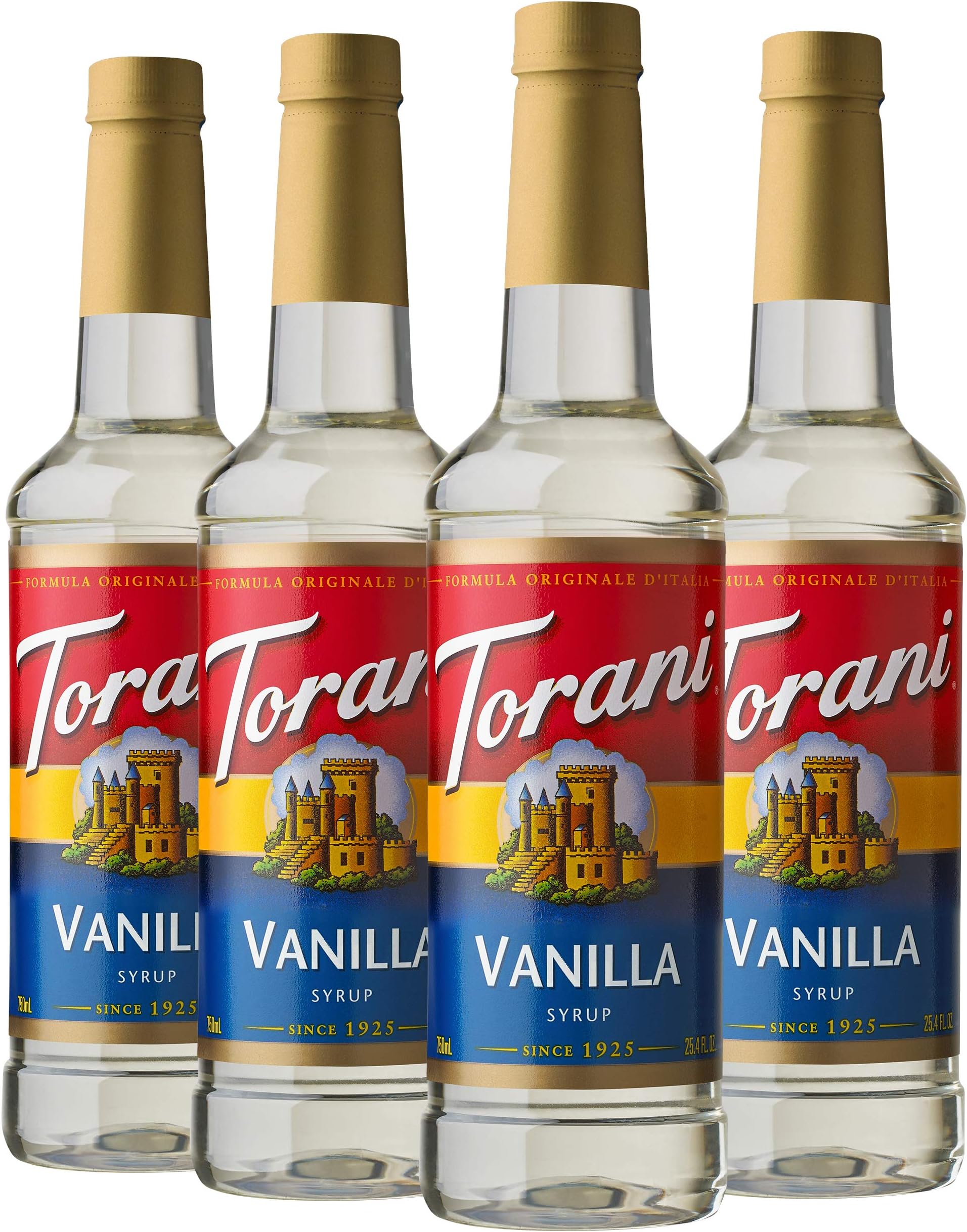 Torani Vanilla Syrup Bottle, 4 x 750 ml