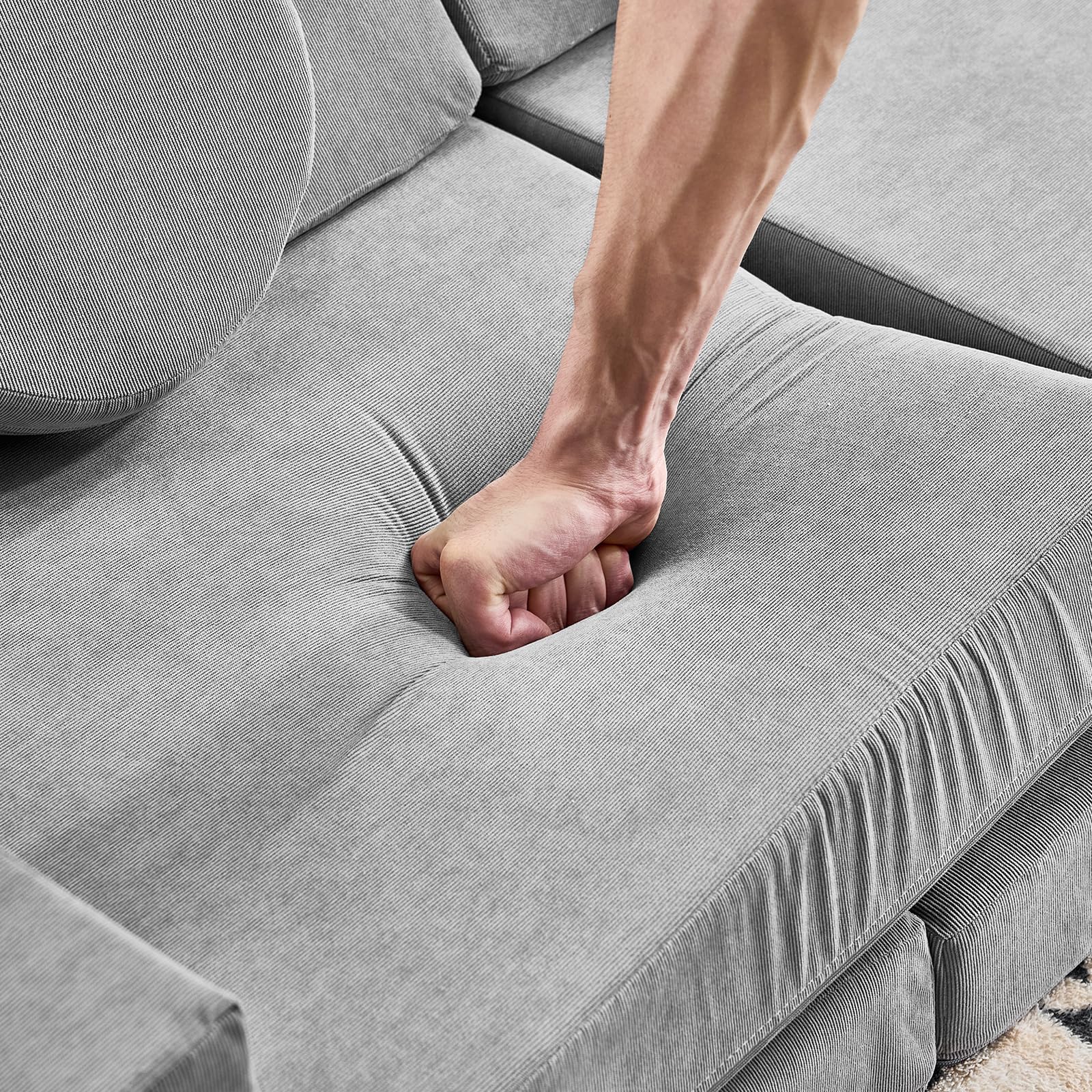 LALAHO Kindersofa Spielsofa für Kinder aus Kordsamt Cord，Klappbar Schaumstoff Bausteine kindercouch & Kindersessel，Vielseitige über Frei Baubare DIY，für Kinder für Spielzimmer，Schlafzimmer Möbel（Grau）