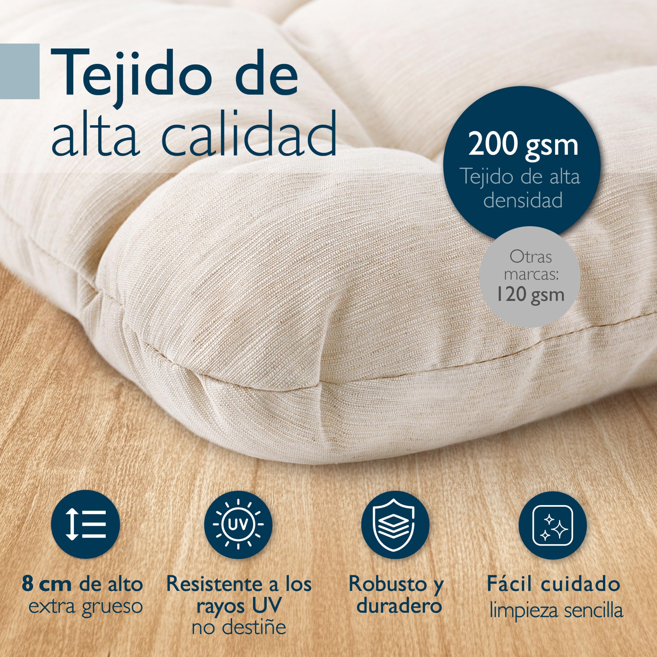 Beautissu 6X Cojines de Silla Premium para Interior y Exterior, Made in EU