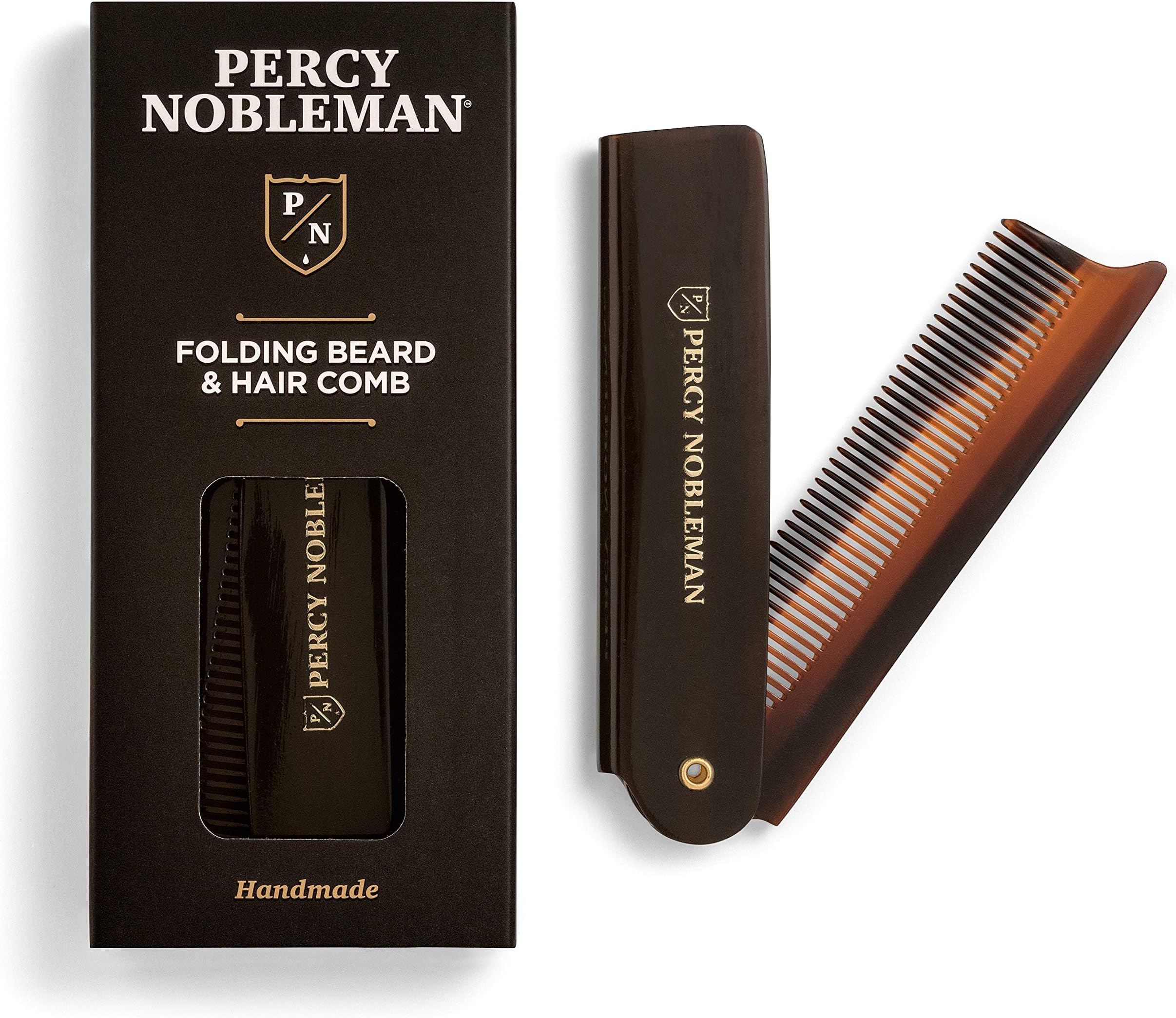 Acetate Folding Beard & Hair Comb by Percy Nobleman, Ideal for use on Beards & Hair.