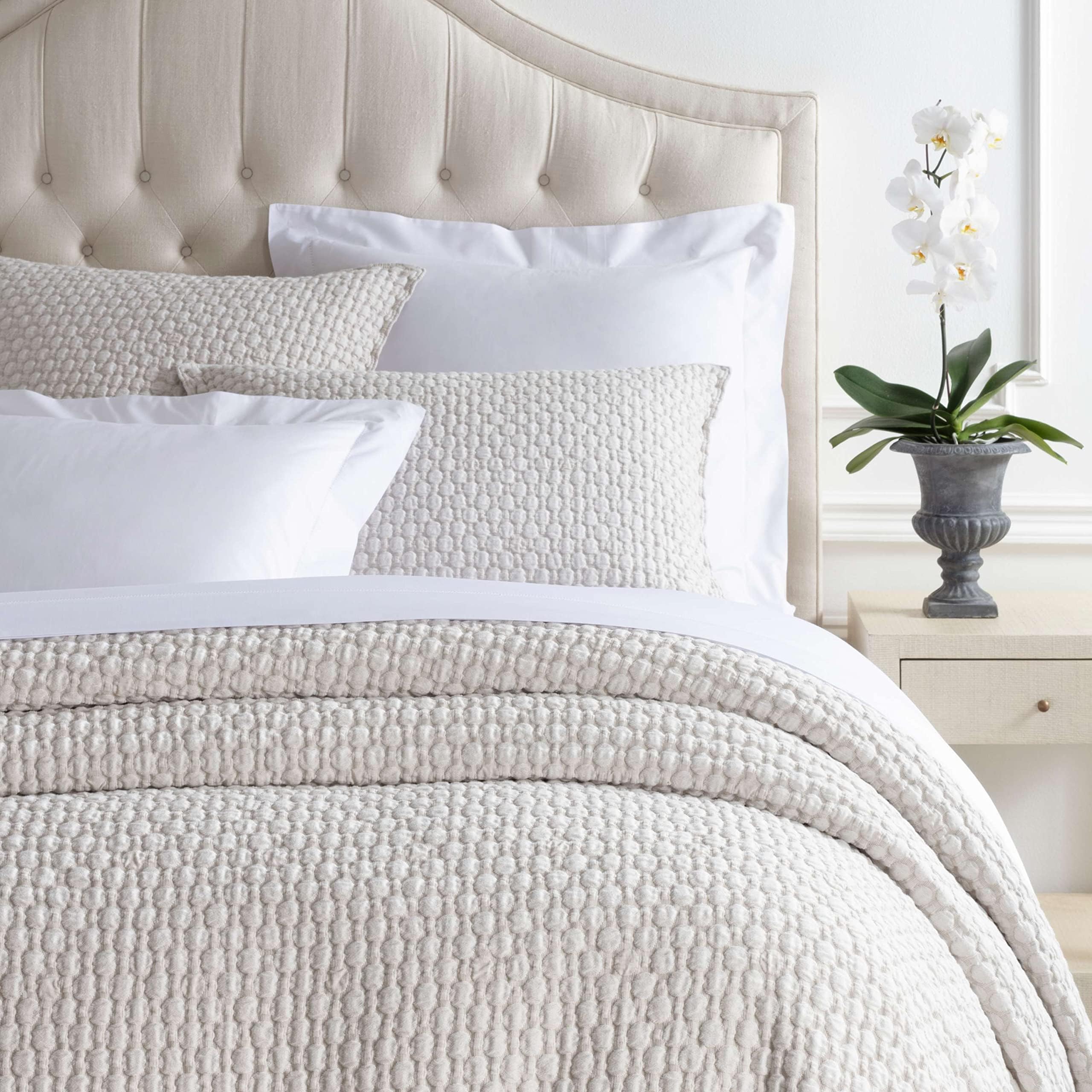 Pine Cone Hill Lodi Sand Matelasse Coverlet, King Size, Neutral Solid Pattern
