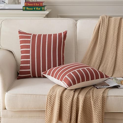 Miniatura 6 de Caflife Juego de 2 fundas de almohada bohemias de otoño de 18 x 18 pulgadas, fundas de almohada suaves decorativas de granja para sofá, cama, sala