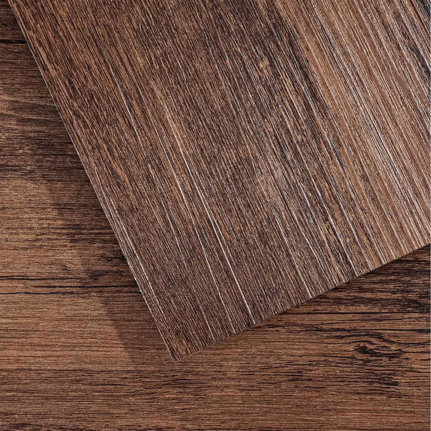 Peel and Stick Vinyl Flooring 36 Pack 54 Sq.Ft, Waterproof Vinyl Flooring Peel and Stick for Office, Living Room, Bathroom, Kitchen – Unique Design, Easy to Install Floor, Brown