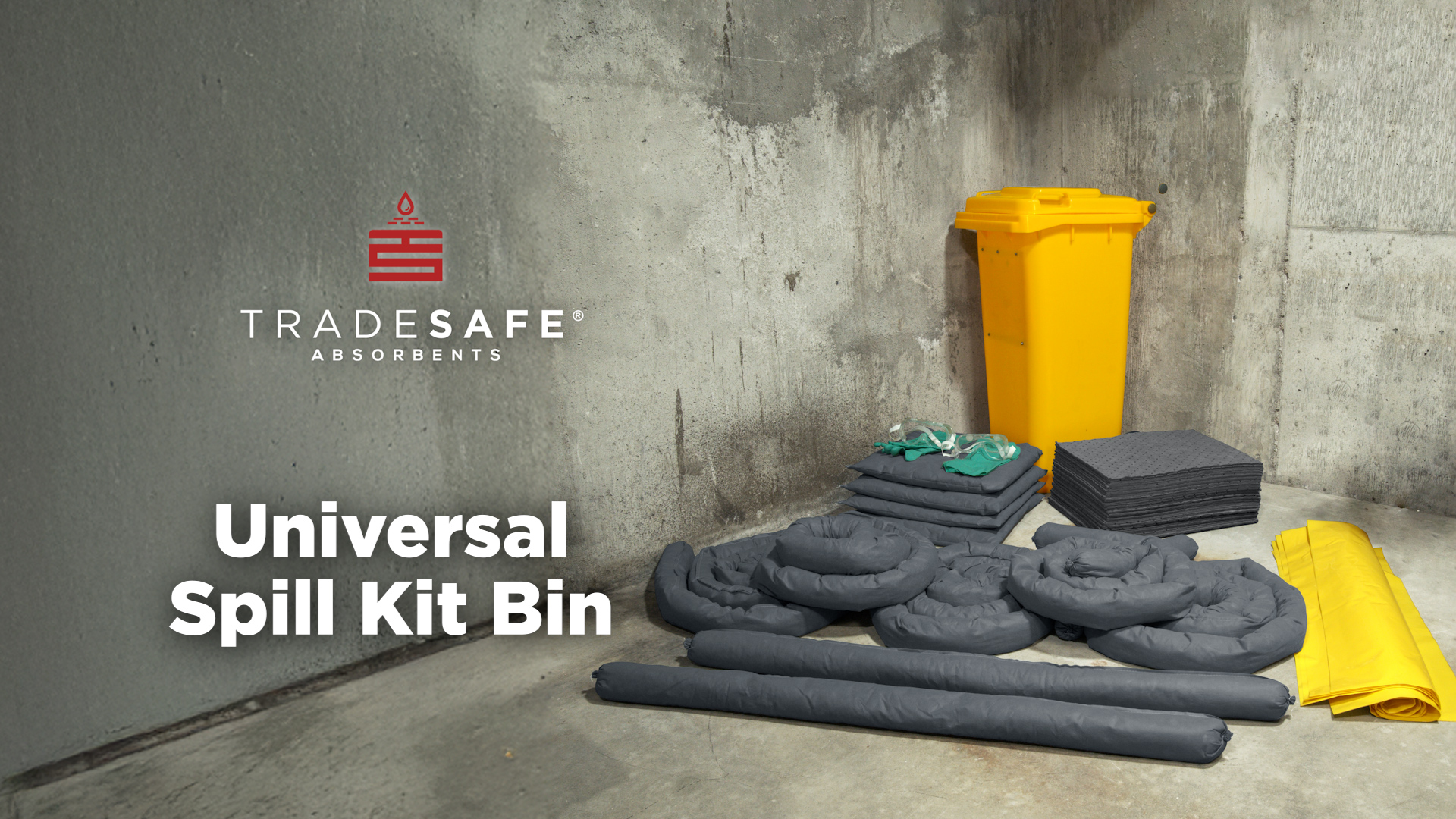 Image of TRADESAFE Universal Spill Kit OSHA Approved- Spill Kit Bucket 41-Gallon Capacity, Drum Spill Kit, Absorbent Pads, Absorbent Socks, Pillow, Gloves, Goggles, Hazmat Bags, Storage Bag, 61 Pieces