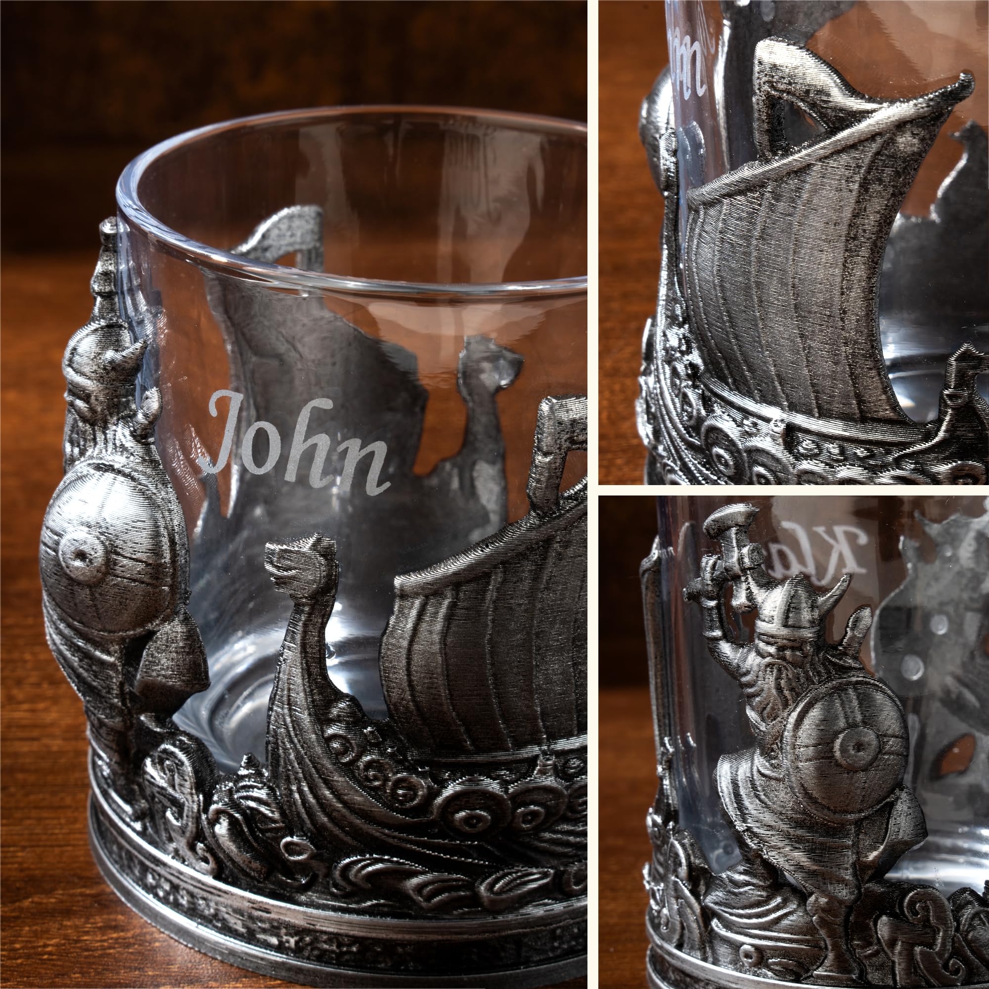 Whiskyglas, personalisierbar, Wikinger-Motiv, graviert, 284 ml, Whiskey-Steine, Vatertagsgeschenke für Ihn, Männer, Freunde, Kollegen, Whisky-Enthusiasten, geeignet für den Einsatz in Bar, Party