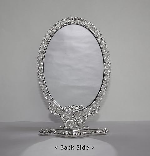 Miniatura 3 de SEHAMANO - Espejo de mesa de maquillaje con diseño de rosas y corazones pequeños, estilo vintage, con diseño de rosas y corazones pequeños, espejo