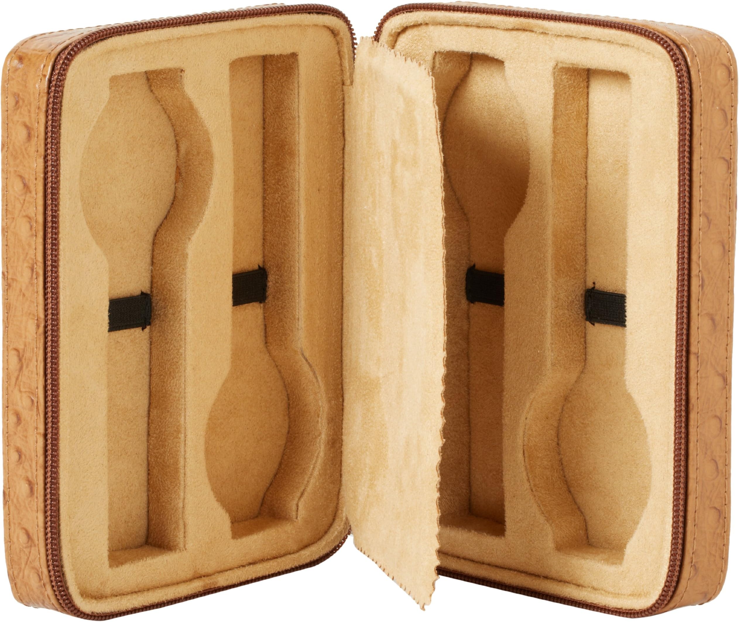 Intica Four Watch Ostrich Print Leather Travel Case