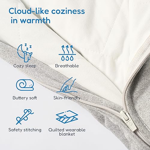 Miniatura 6 de TotAha Saco de dormir para niños pequeños, 1.0 TOG, manta acolchada suave con cremalleras seguras de 2 vías para todas las estaciones