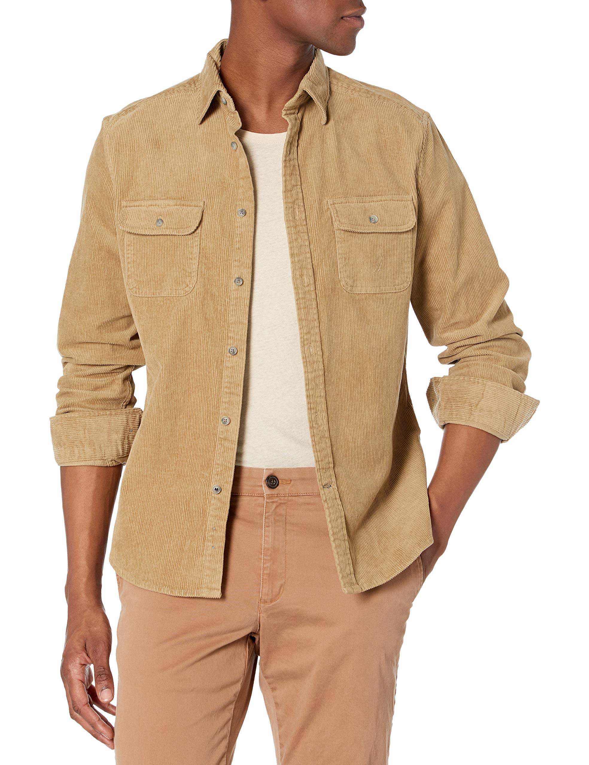 Nautica Men's Corduroy Button-Down Shirt - Classic Fit Long Sleeve Casual Shirt - View #2