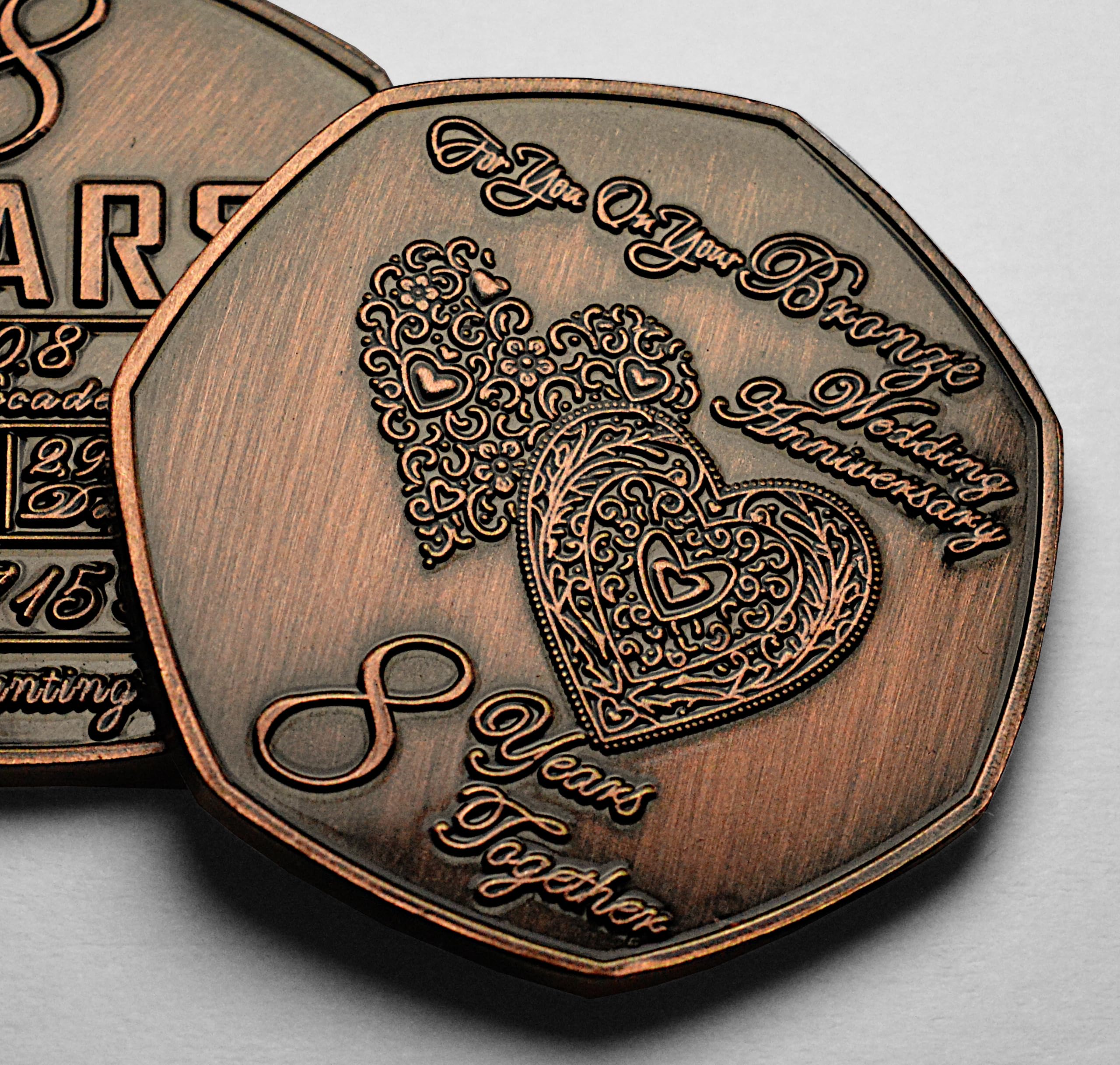 The Commemorative Coin Company Bronze Your 8Th Wedding Anniversary Commemorative. Gift For Couple Husband/Wife 8 Years Of Marriage
