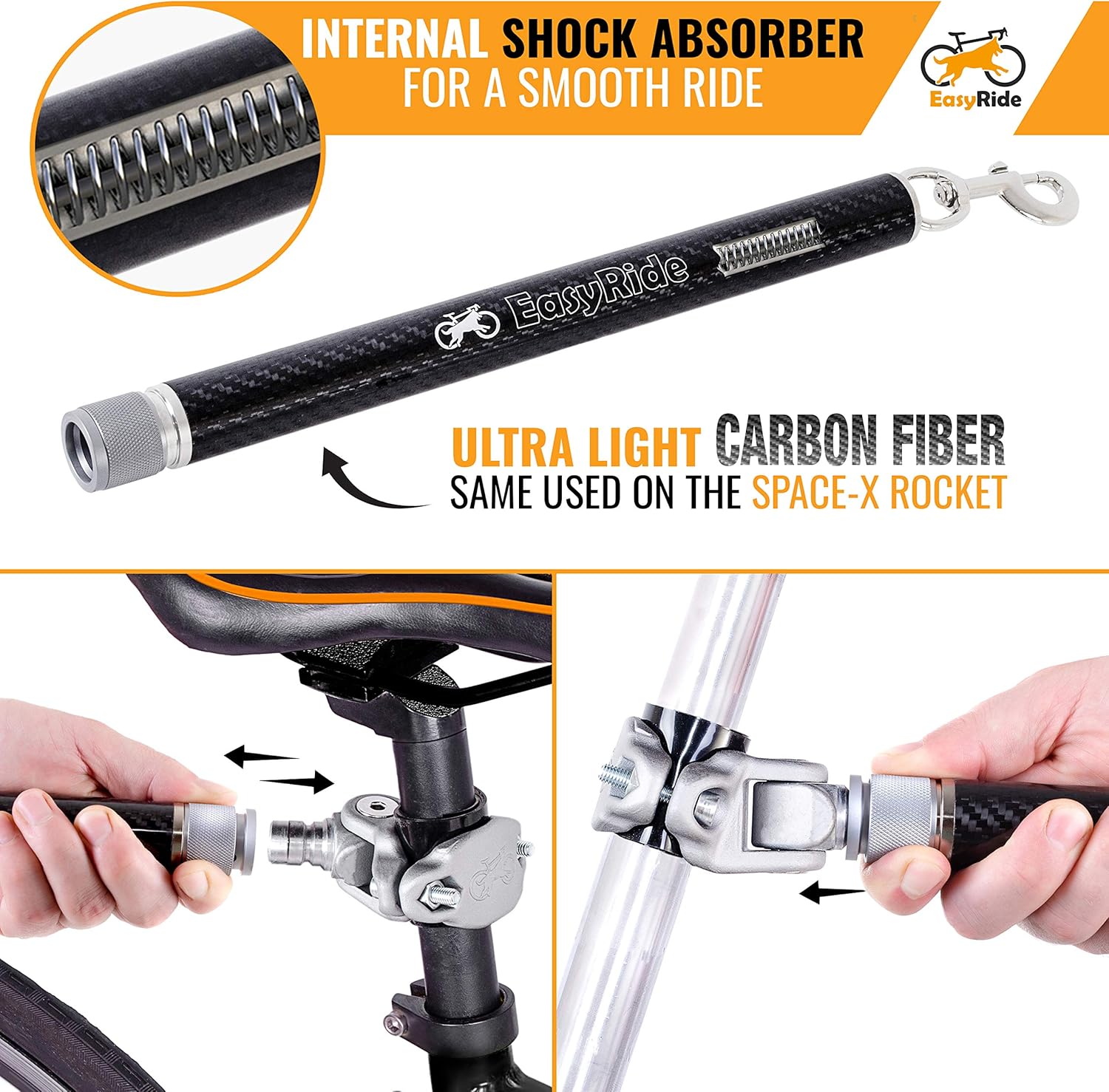 Malabi V2.0 180° Rotating Dog Bicycle Leash With Shock Absorbers