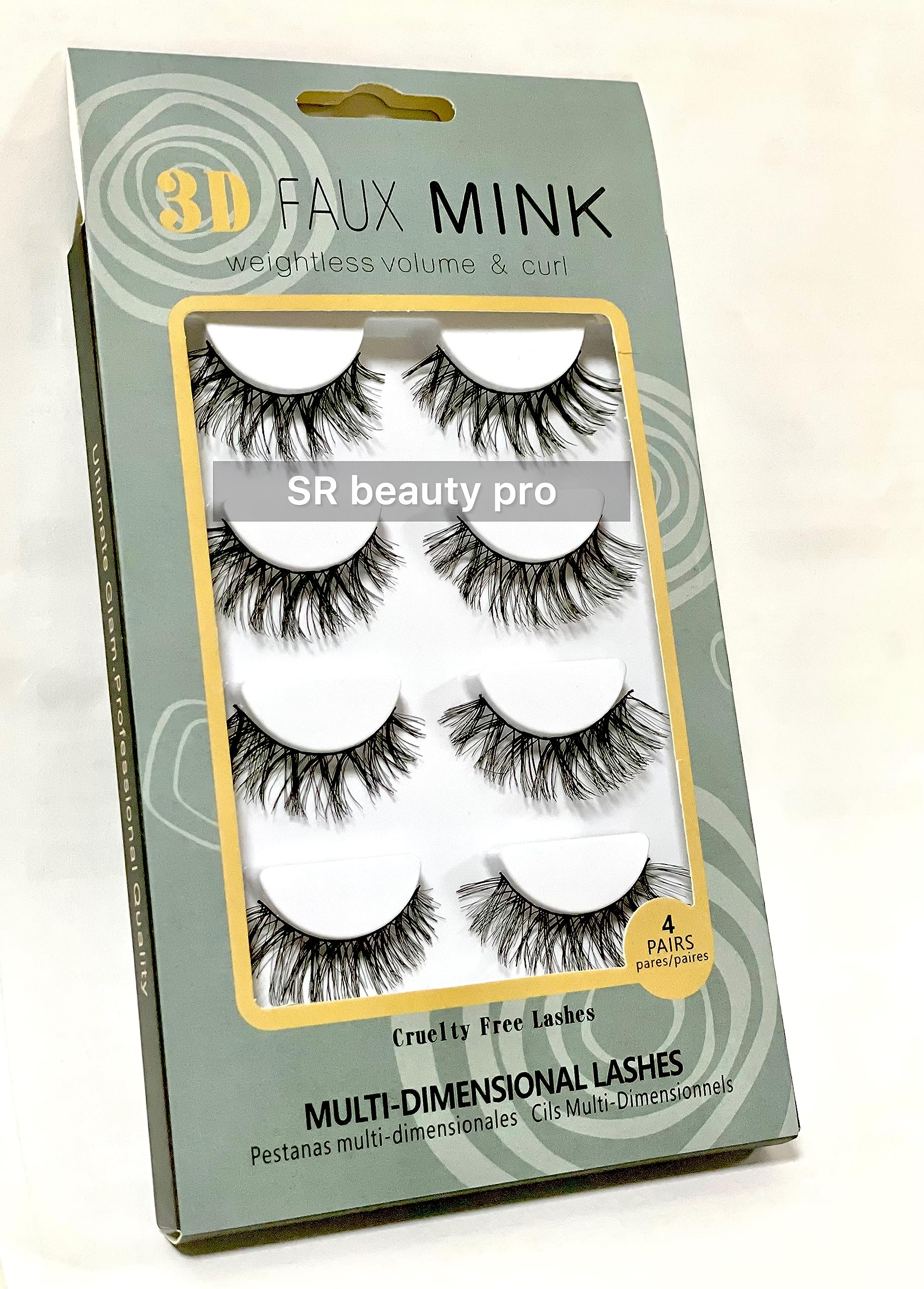 3D 4 Pairs Mink Natural False Eyelashes Multipack Demi Wispies Lashes X 1 Pack Multipacks - Black