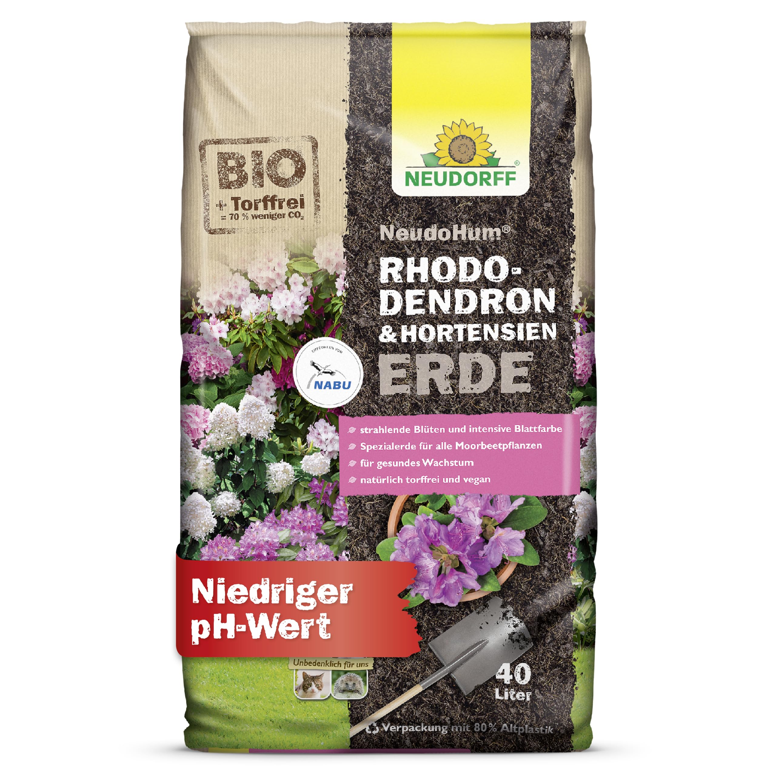 Neudorff NeudoHum RhododendronErde 40L Erde torffrei fr Hortensien - Bio  HortensienErde - fr prchtige Rhododendron in Topf und Kbel - auch fr  Moorbeetpflanzen geeignet : Amazon.de: Garten