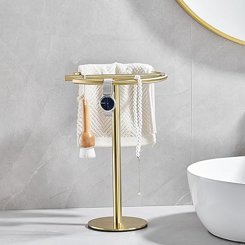 Miniatura 9 de Soporte para toallas de mano negro mate toallero independiente soporte para barra de toalla de acero inoxidable SUS304 barra de torre para baño