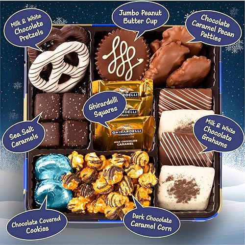 Miniatura 5 de Blue Bow Gourmet Lata de regalo artesanal de chocolate surtido para cumpleaños, agradecimientos, regalos de negocios, vacaciones