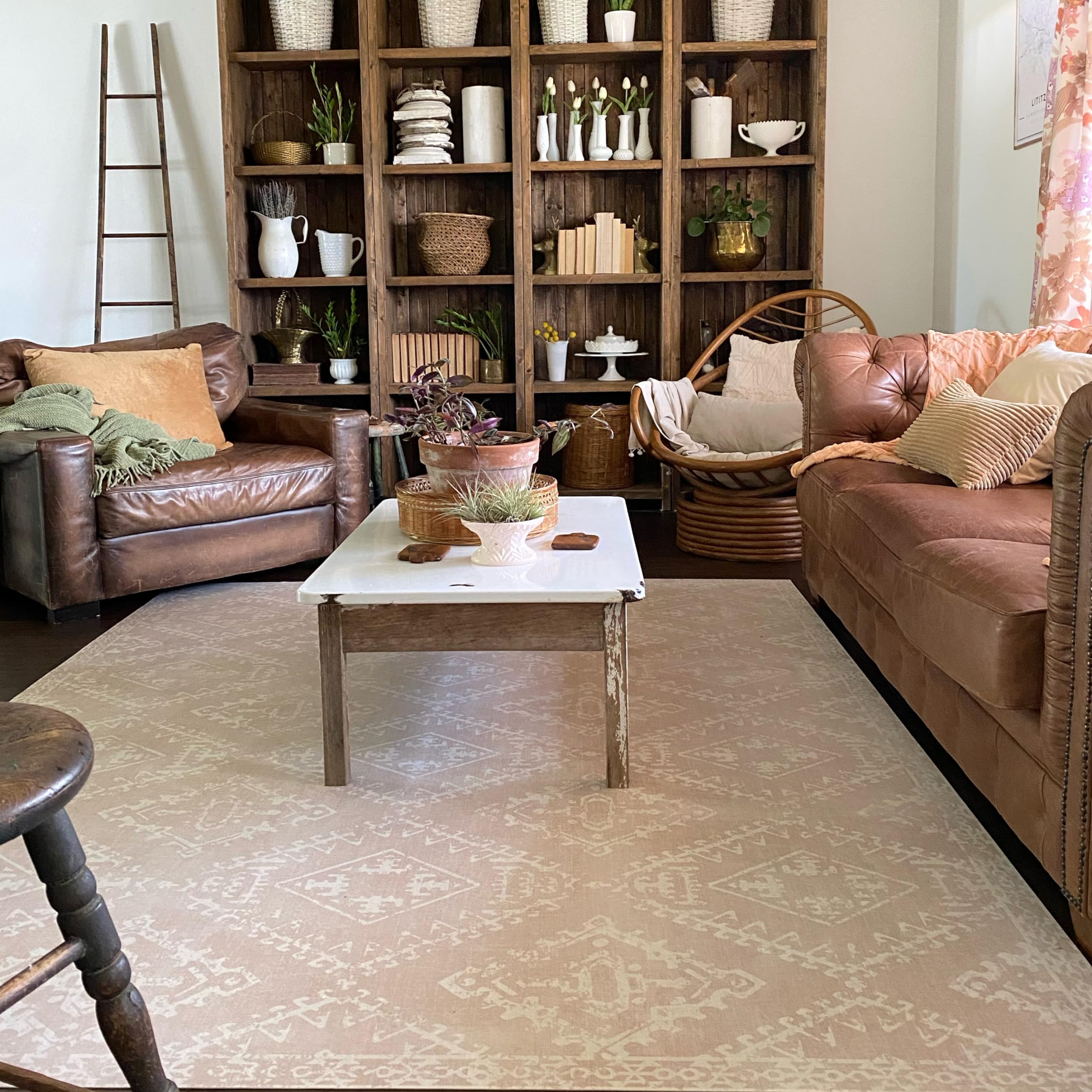 Carolina Creekhouse Vinyl Rug | McCall 043524CJ | Vinyl Floor Mat | Decorative, Vintage, Waterproof, Eco-Friendly, Non-Slip | Beige, 6'x8'