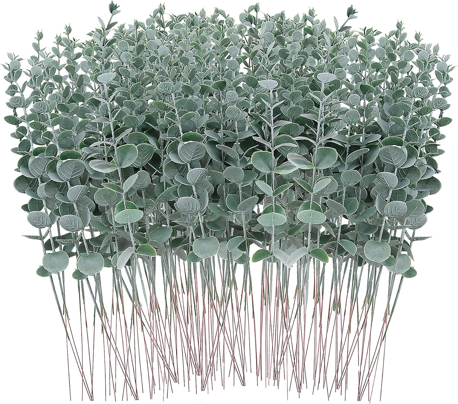 FEQO 120 Pcs Eucalyptus Stems 15 inch Artificial Green