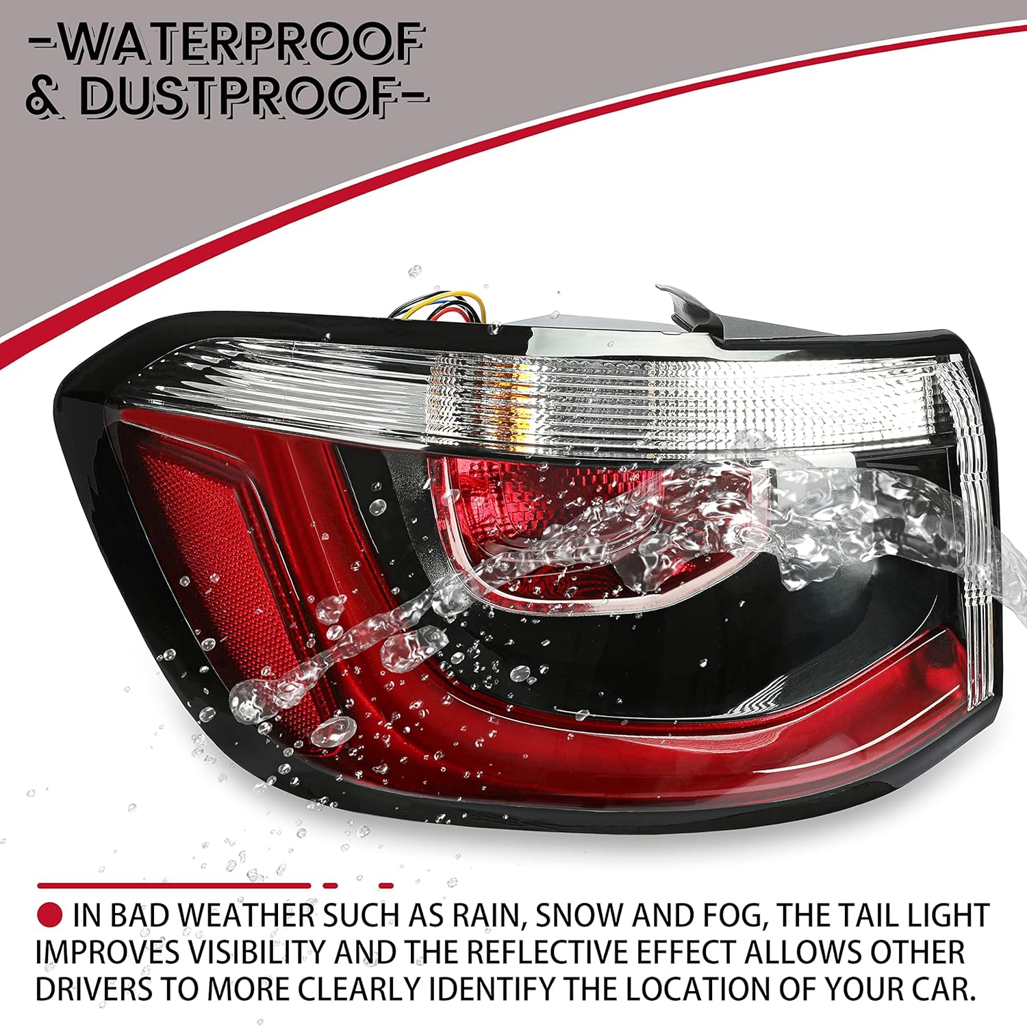 HECASA Left Tail Light Compatible with 2017-2021 Jeep Compass Rear Taillight Brake Lamp W/Blub Replacement for CH2804115, CH2805115, 55112838AC, 55112839AC (Driver Side)