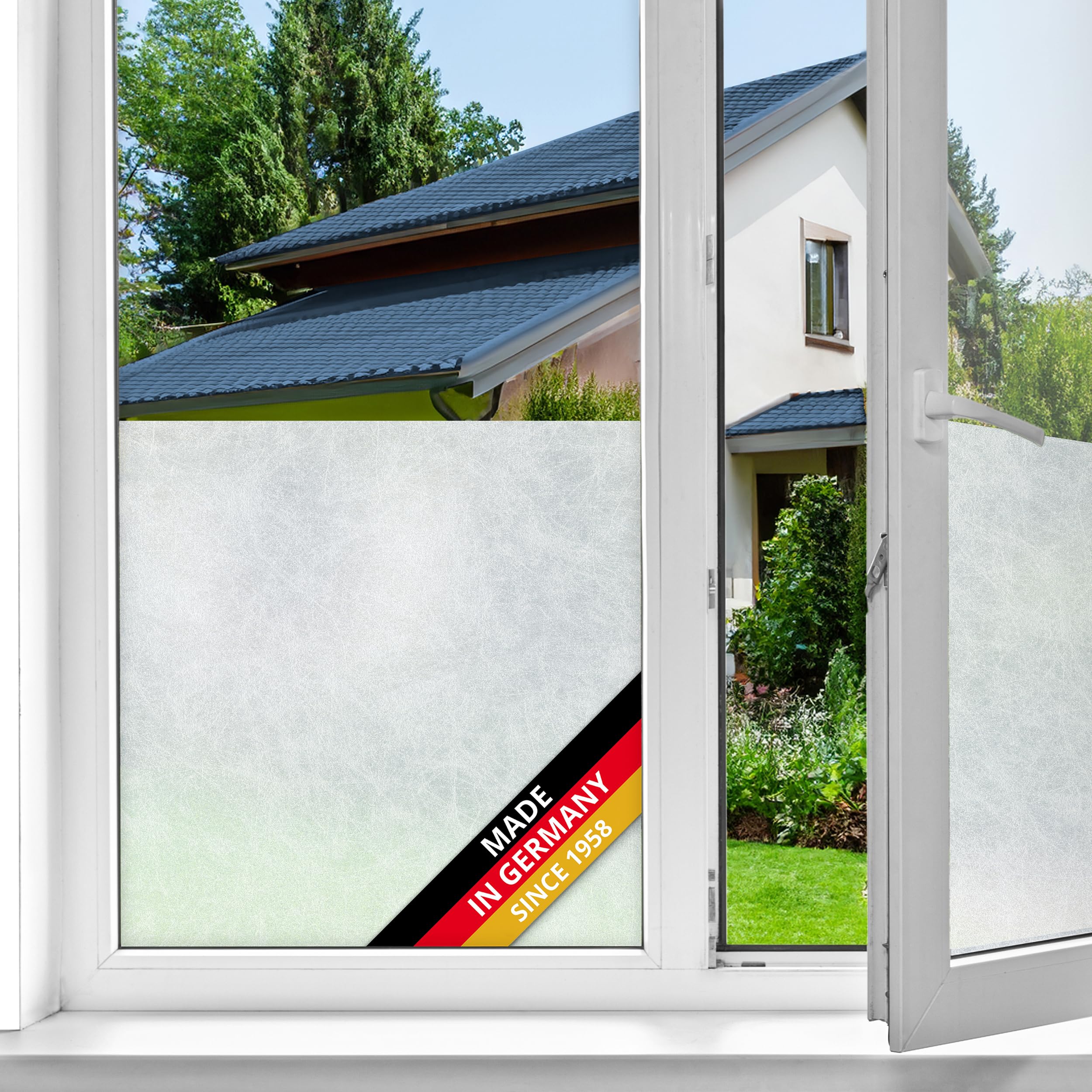 d-c-fix window film privacy Rice Paper – 45cm x 1,5m – static vinyl films for glass windows with a modern fog pattern – self-adhesive, opaque, frosted, decorative for bathroom, home & kitchen