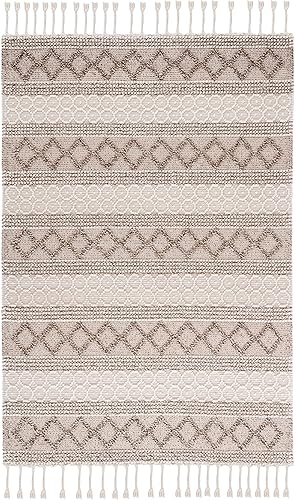 Miniatura 3 de SAFAVIEH Alfombra de área de 8 x 10 pies - Colección Natura - Grande - Marfil y marrón, lana hecha a mano, ideal para sala de estar, dormitorio,