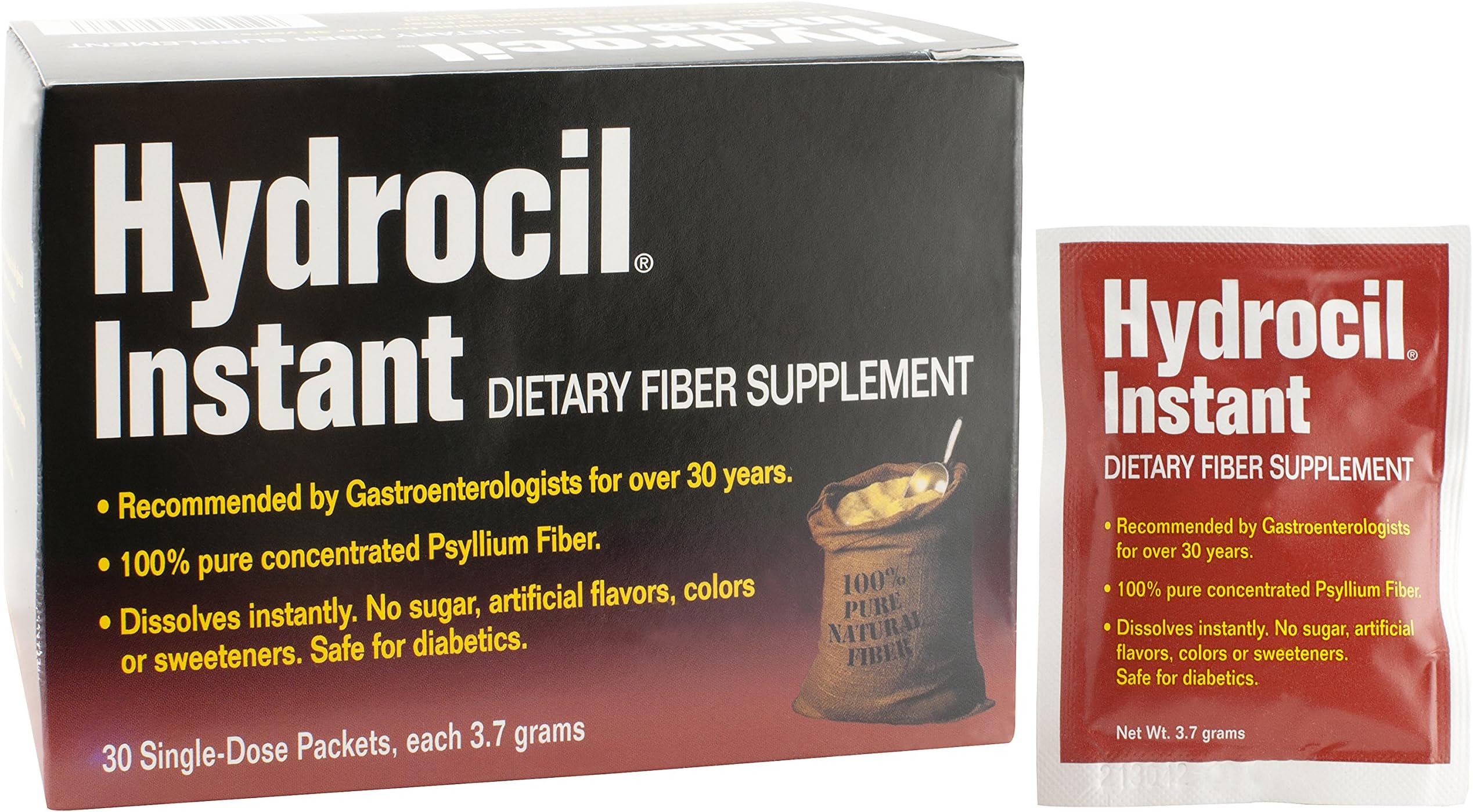 Dietary Fiber Supplement, Psyllium Husk Powder, 30 Single-Dose Packets