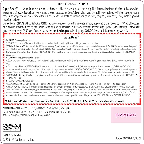 Miniatura 8 de Malco Aqua Bead 129601 - Apósito a base de agua, no graso para interiores y exteriores, neumáticos de automóvil, goma, plástico y recortes, fórmula