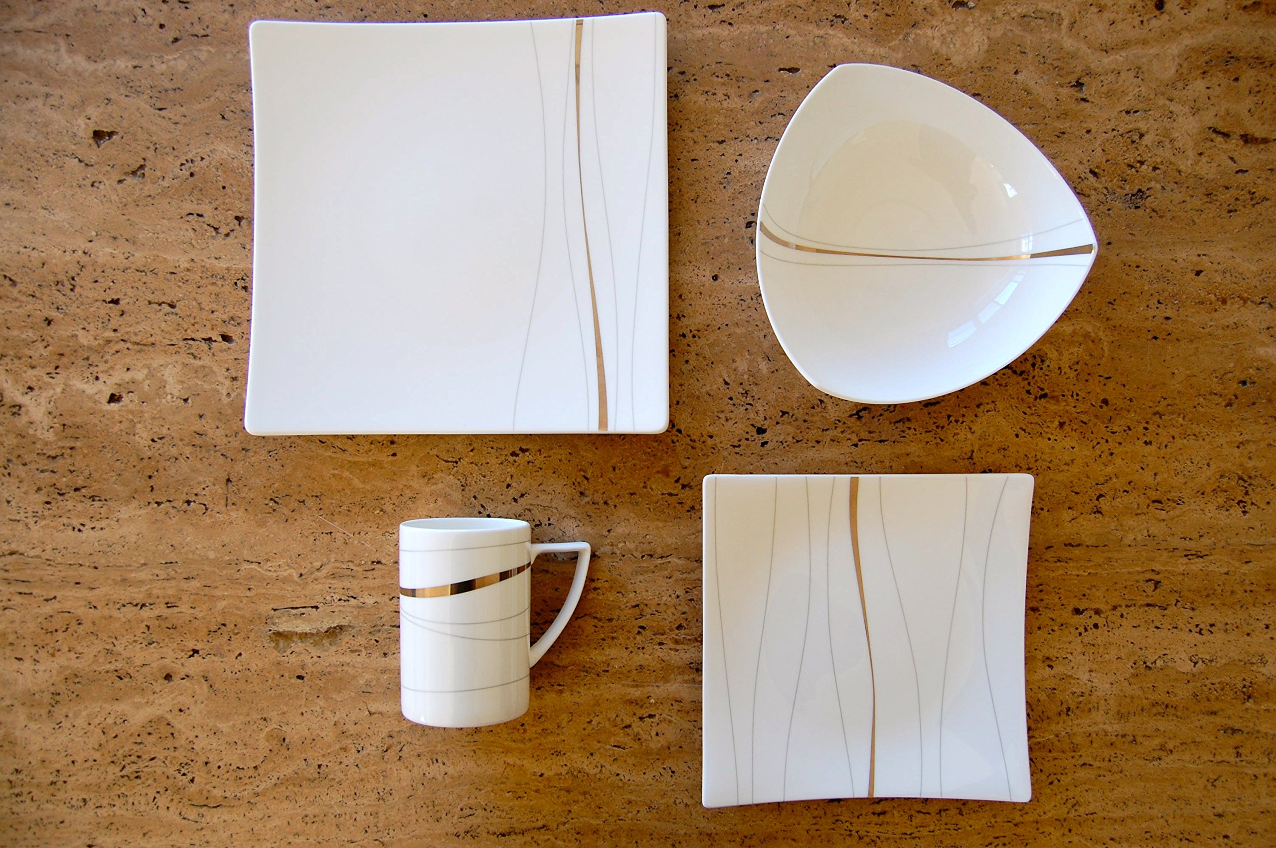 Red Vanilla Odett Platinum 4-Piece Dinnerware Set