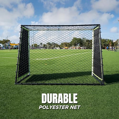 Miniatura 9 de Entrenador de rebote de portería de fútbol 3 en 1  Red de rebote ultra sensible grande de 7 x 5 pies para una potente práctica de fútbol, paso alto,