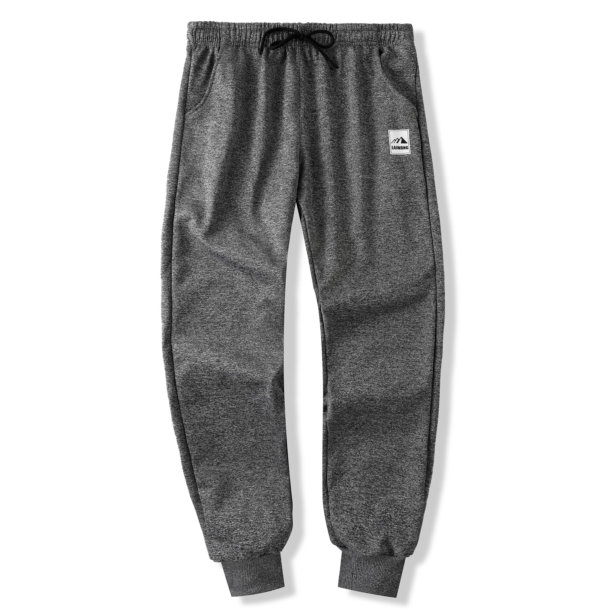 LAIWANG Men's Warm Sherpa Lined Athletic Sweatpants Jogger Fleece Pants Winter Warm Track Pants - grey - Small