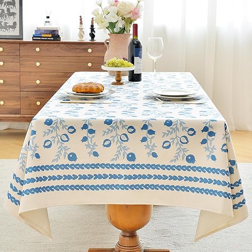 Oubonun Manteles de tela floral para mesas rectangulares, decorativo, reutilizable, lavable, mantel de decoración de mesa con estampado para cocina,