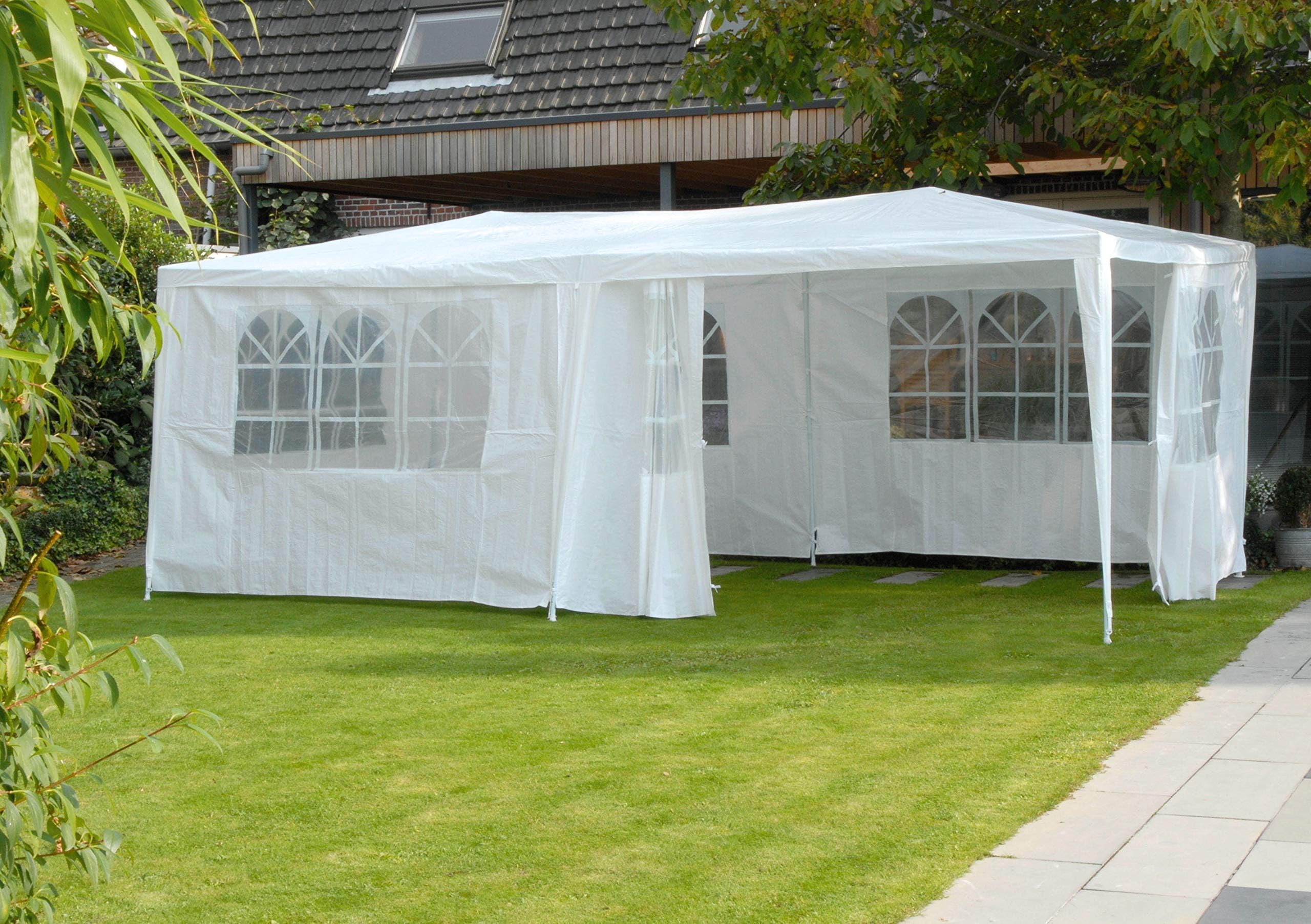 Tonnelle 3x6 Mètres – Barnum avec Parois Latérales – Chapiteau pour Jardin – Tente de Camping pour 70 Personnes – Blanc Étanche