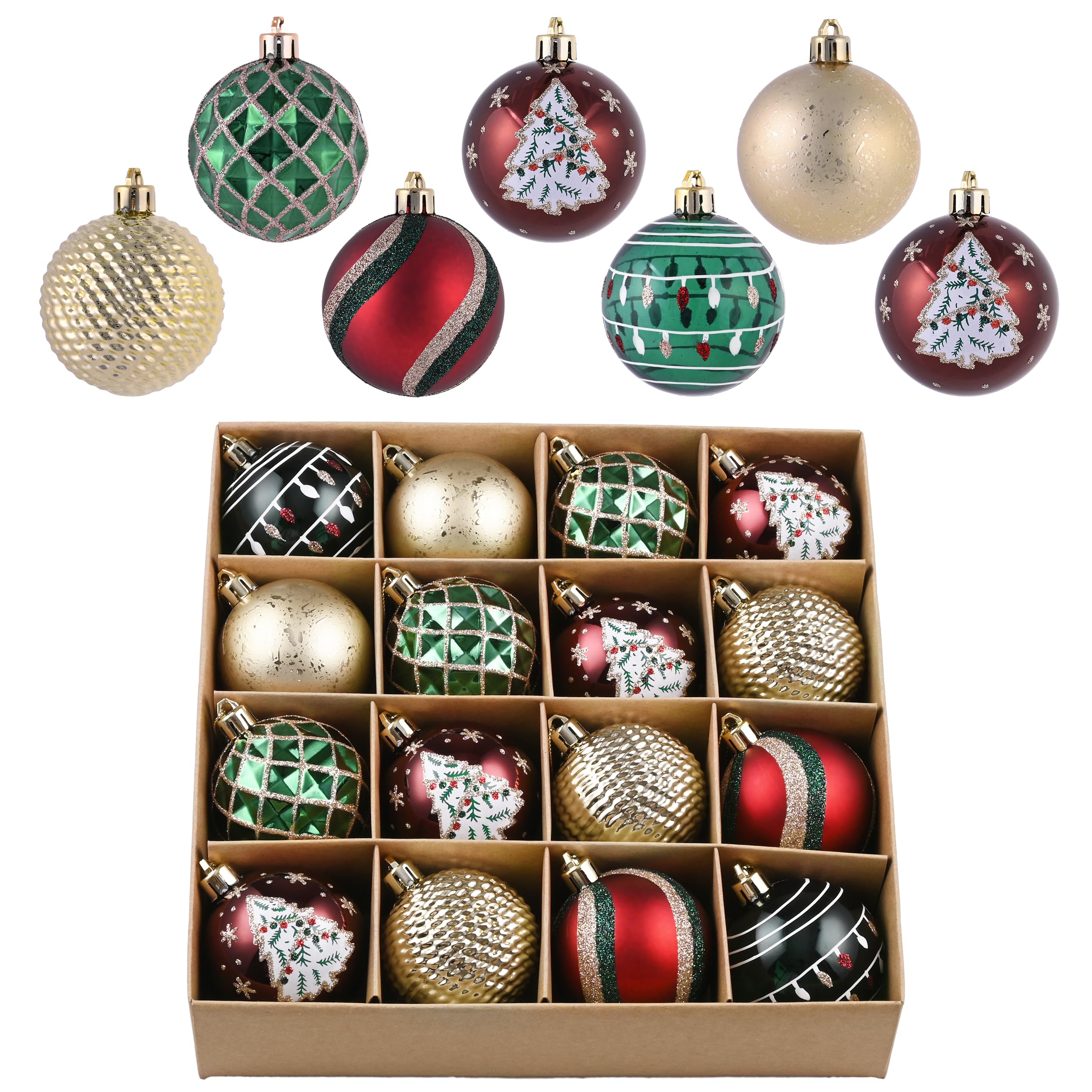 Valery Madelyn 49 stuks 3 cm kerstballen, kerstboomversieringsbal, mintgroen, goud en elegant paleisroze, kraftpapier geschenkverpakking, mat glanzend pailletten balornament Valery Madelyn 49 stuks 3 cm kerstballen, kerstboomversieringsbal, mintgroen, goud en elegant paleisroze, kraftpapier geschenkverpakking, mat glanzend pailletten balornament