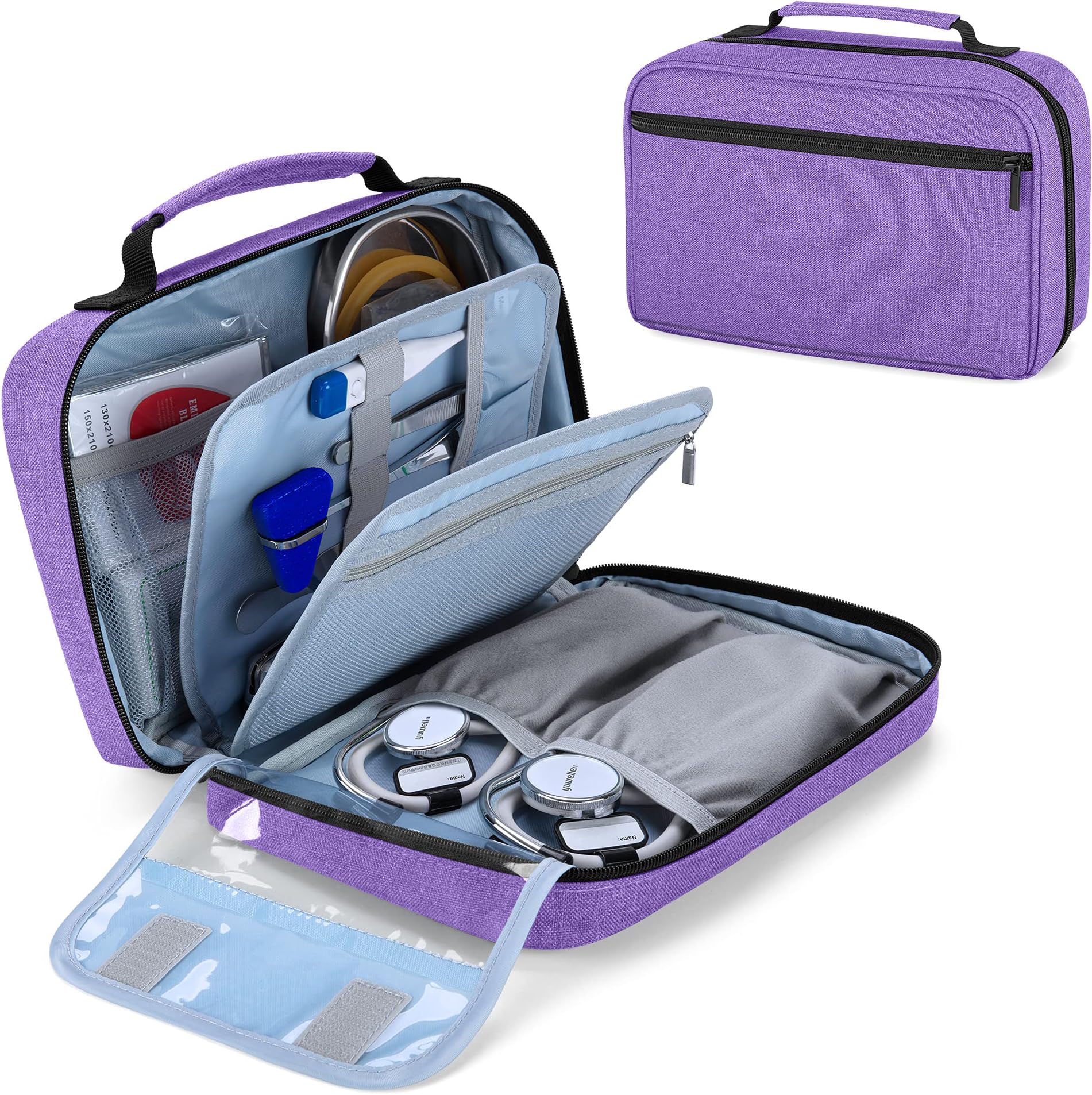 Damero Carrying Case for 2 Stethoscopes, Portable Stethoscope Case Compatible with 3M Littmann/ADC/Omron Stethoscope and Nurse Accessories, Purple