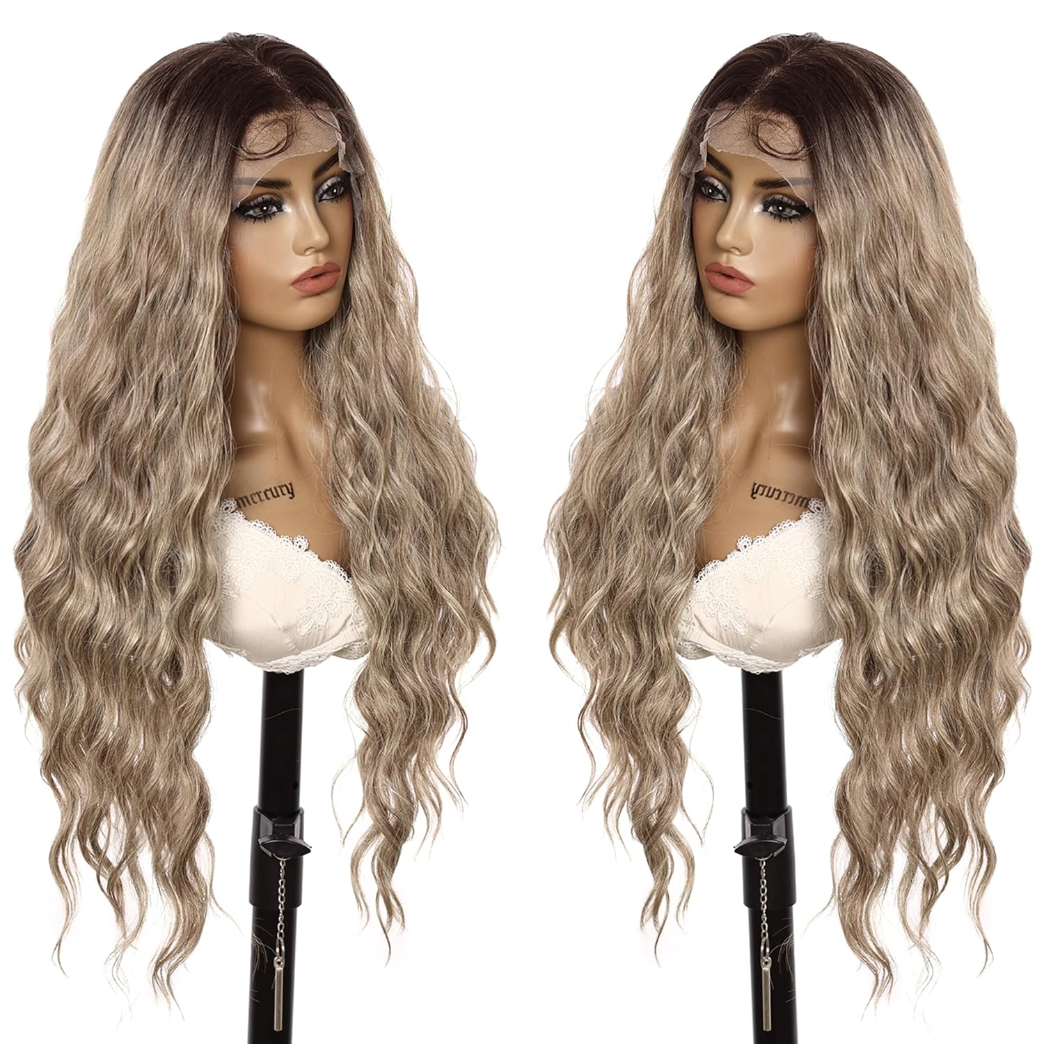 30 inch 13×4 Pre-Plucked Synthetic Lace Front Wig with Baby Hair for Women Long Straight Glueless Heat Resistant Fiber Wigs Ready to Wear