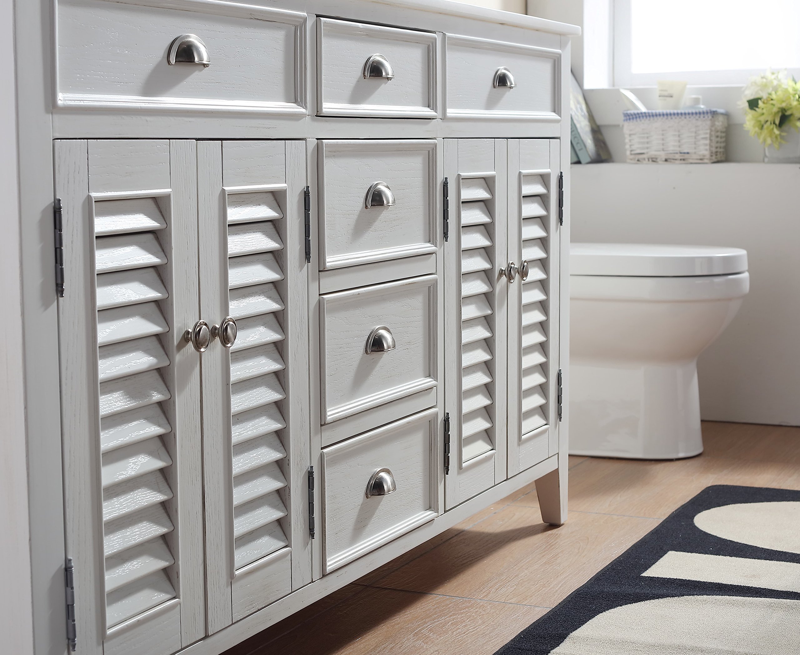 Modetti Modetti MOD884WH-60 Palm Beach Cottage Look Double Sink Bathroom Vanity ...