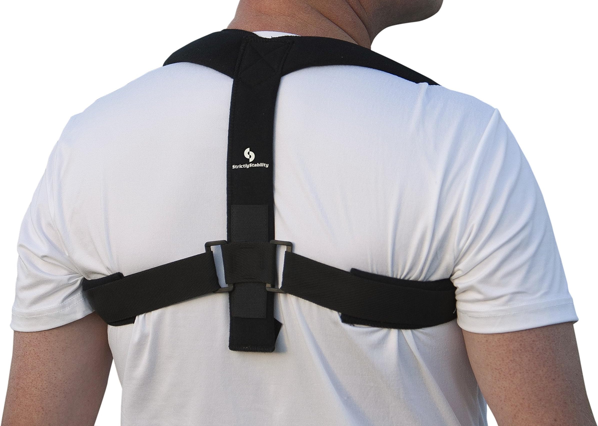 StrictlyStability Upper Back Posture Corrector Brace and Clavicle Support for Fractures, Sprains, and Shoulders (Small)