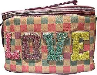 Miss Gwenâ€™s OMG Accessories Love Pastel Checkerboard Print Train Case, Lavender