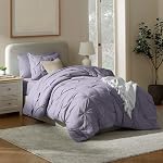 Nestl Twin XL Comforter Set 5 Piece - Pintuck Twin XL Bedding Set Dusty Purple, College Dorm Essentials Bed in a Bag, Twin XL Comforter Set for College Girls and Boys with Sheets, Pillowcase and Sham