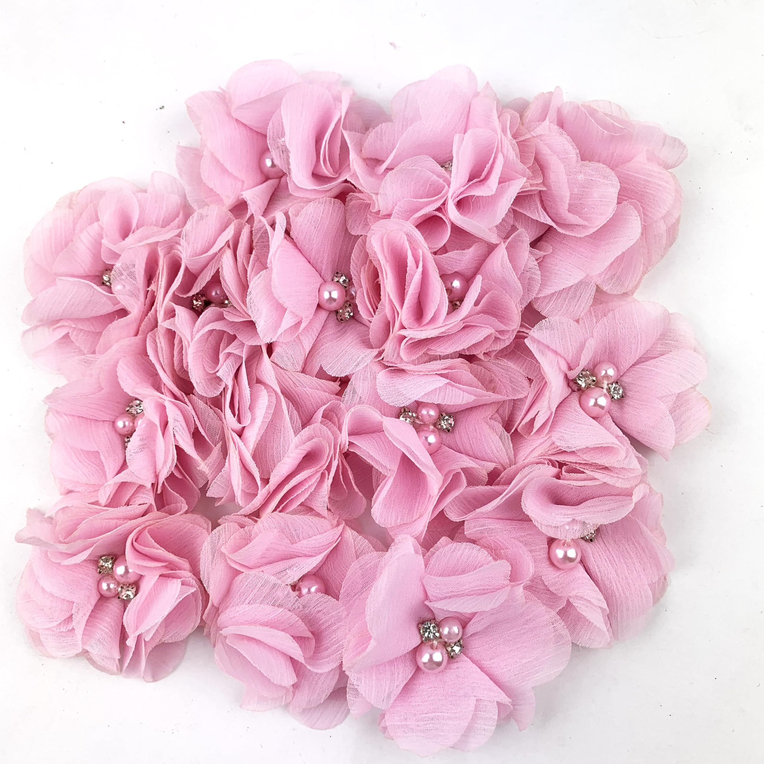 CREATCABIN 5 Fleur En Mousseline De Soie Solide 8.5x1.5cm Vintage Tissu