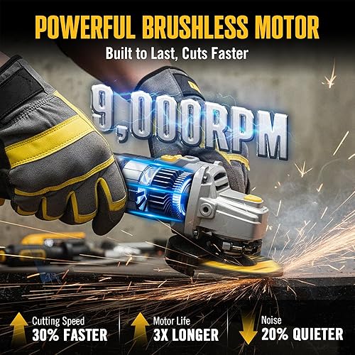 Miniatura 2 de Amoladora angular inalámbrica sin escobillas de 20 V, amoladora de 4-12 pulgadas compatible con batería Dewalt de 20 V MAX (batería no incluida),
