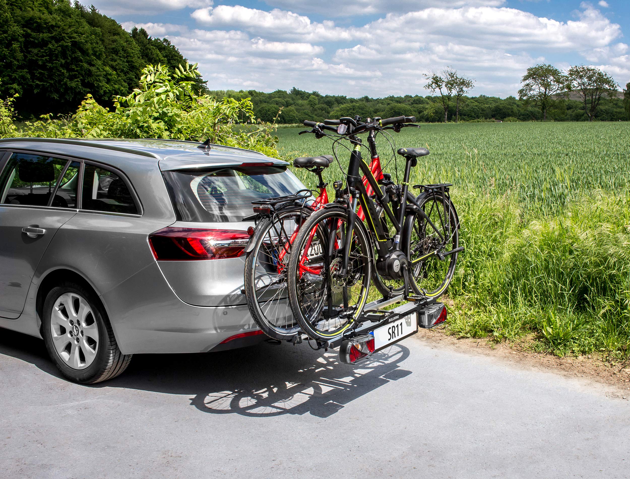 Bullwing SR11 bagażnik rowerowy na hak holowniczy, odpowiedni dla e-bike, 2 rowery, składany