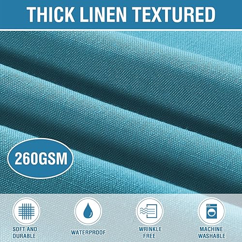 Miniatura 2 de H.VERSAILTEX Mantel redondo con textura de lino de 70 pulgadas, mantel sólido de alta calidad, a prueba de derrames, impermeable, para comedor y