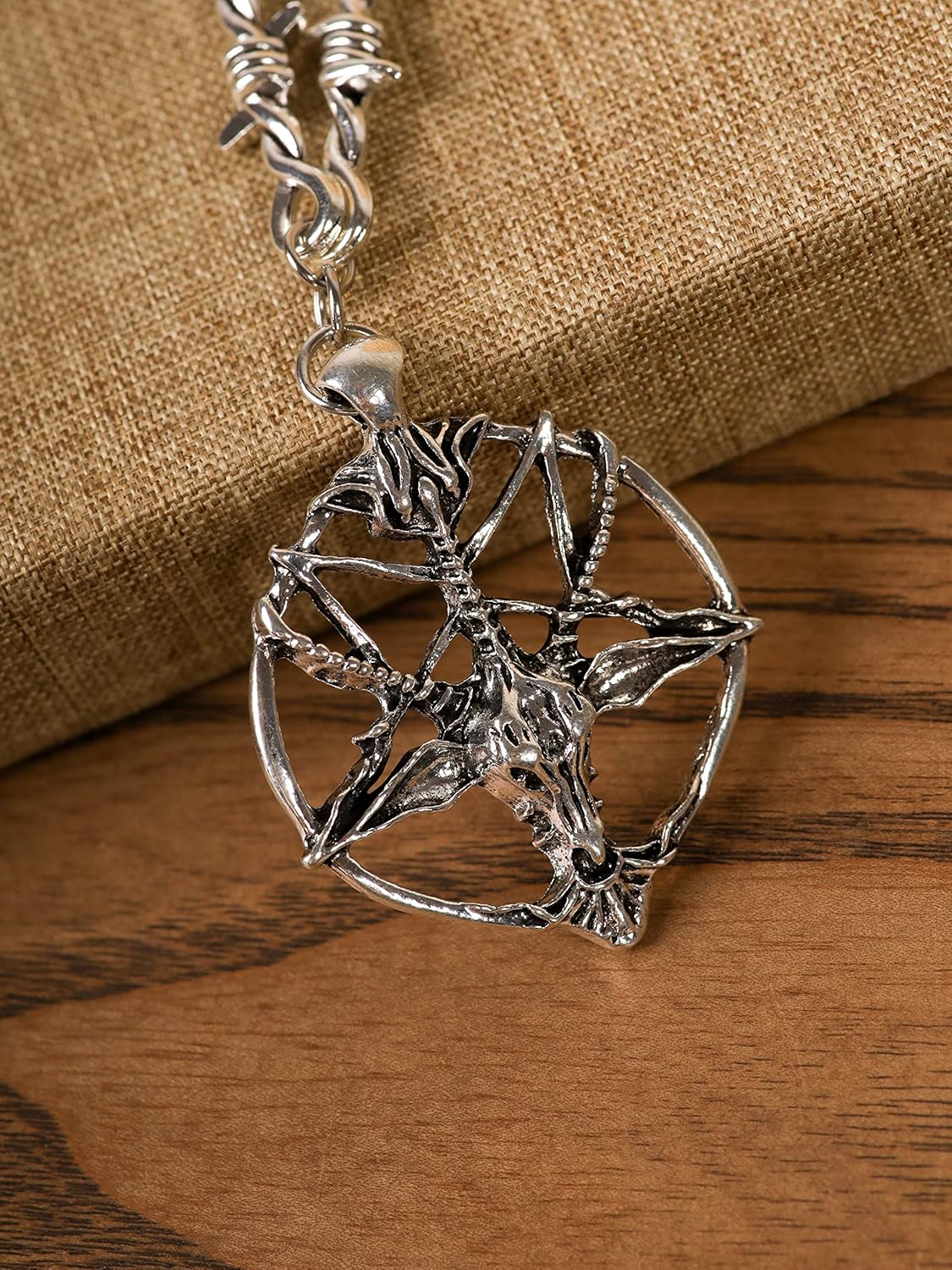 Miniatura 5 de Sacina Gargantilla gótica de baphomet, gargantilla de calavera de pentagrama negro, collar gótico, gargantilla gótica, gargantilla gótica,