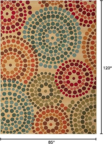 Miniatura 2 de Unique Loom Outdoor Modern Collection - Alfombra rectangular de 7 pies 1 pulgada x 10 pies, color beige y borgoña