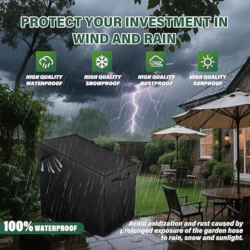 Miniatura 5 de Cubierta de carrete de manguera de jardín para montaje en pared, impermeable, a prueba de polvo y sol, protege tu carrete de manguera de jardín